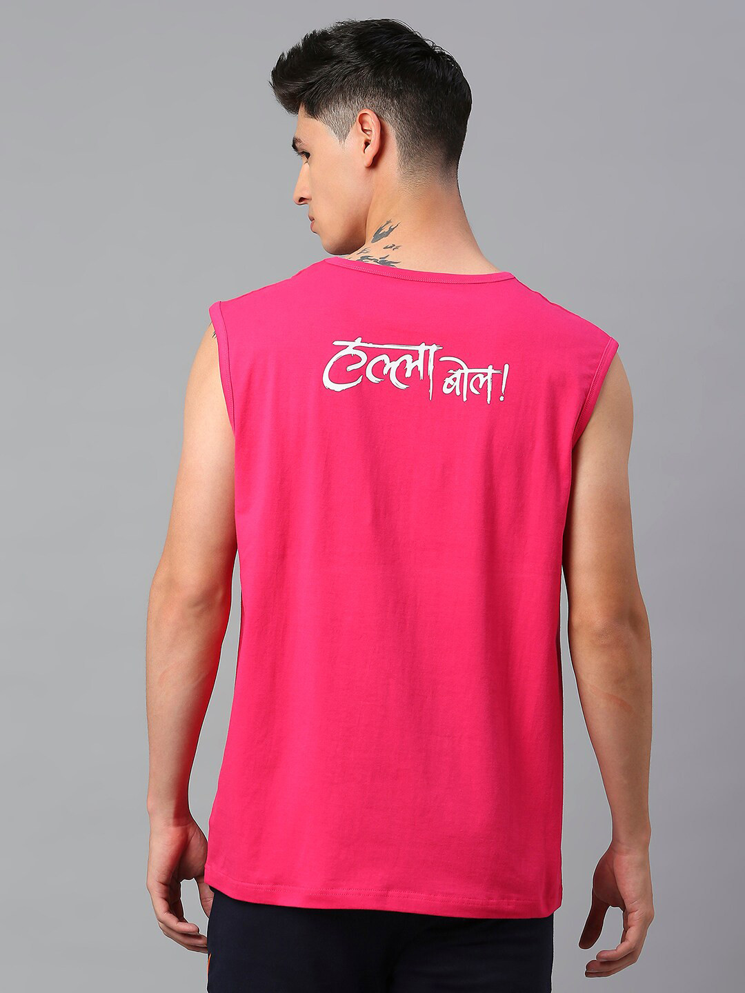

FanCode Typography Printed Cotton T-shirt, Pink