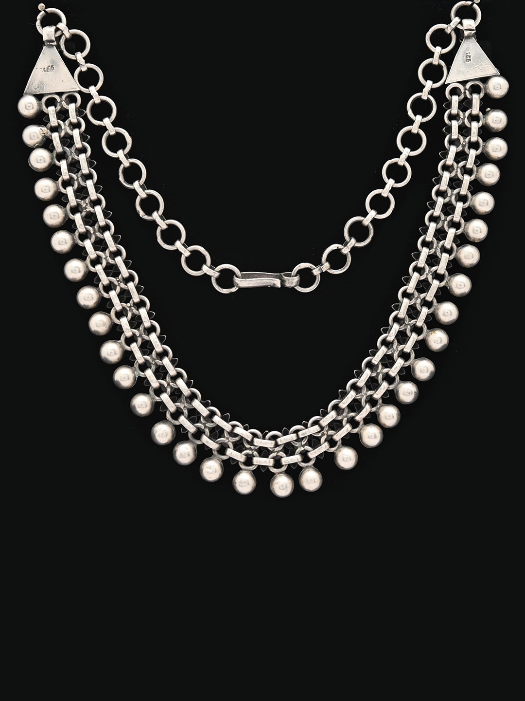 

925 SILLER 925 Pure Silver Antique Oxidized Statement Ethnic Necklace