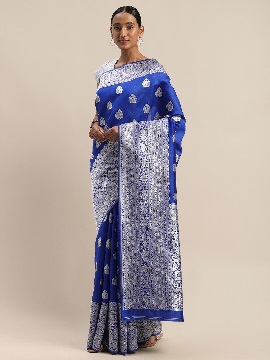 

KALINI Ethnic Motif Woven Design Zari Saree, Blue