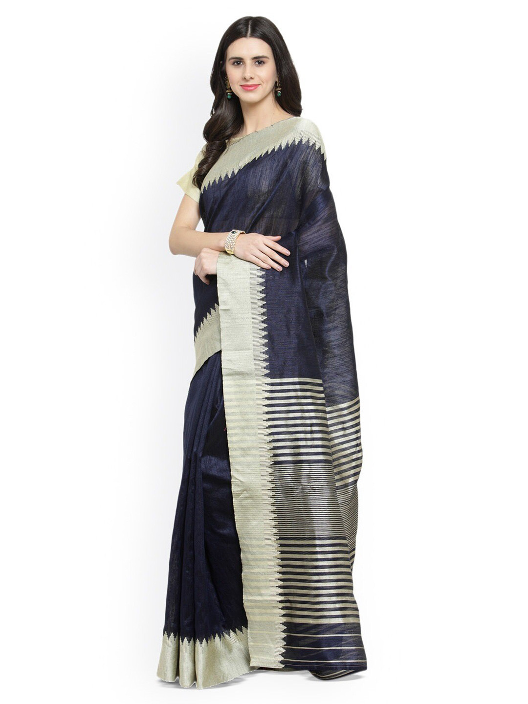 

KALINI Woven Design Zari Saree, Navy blue