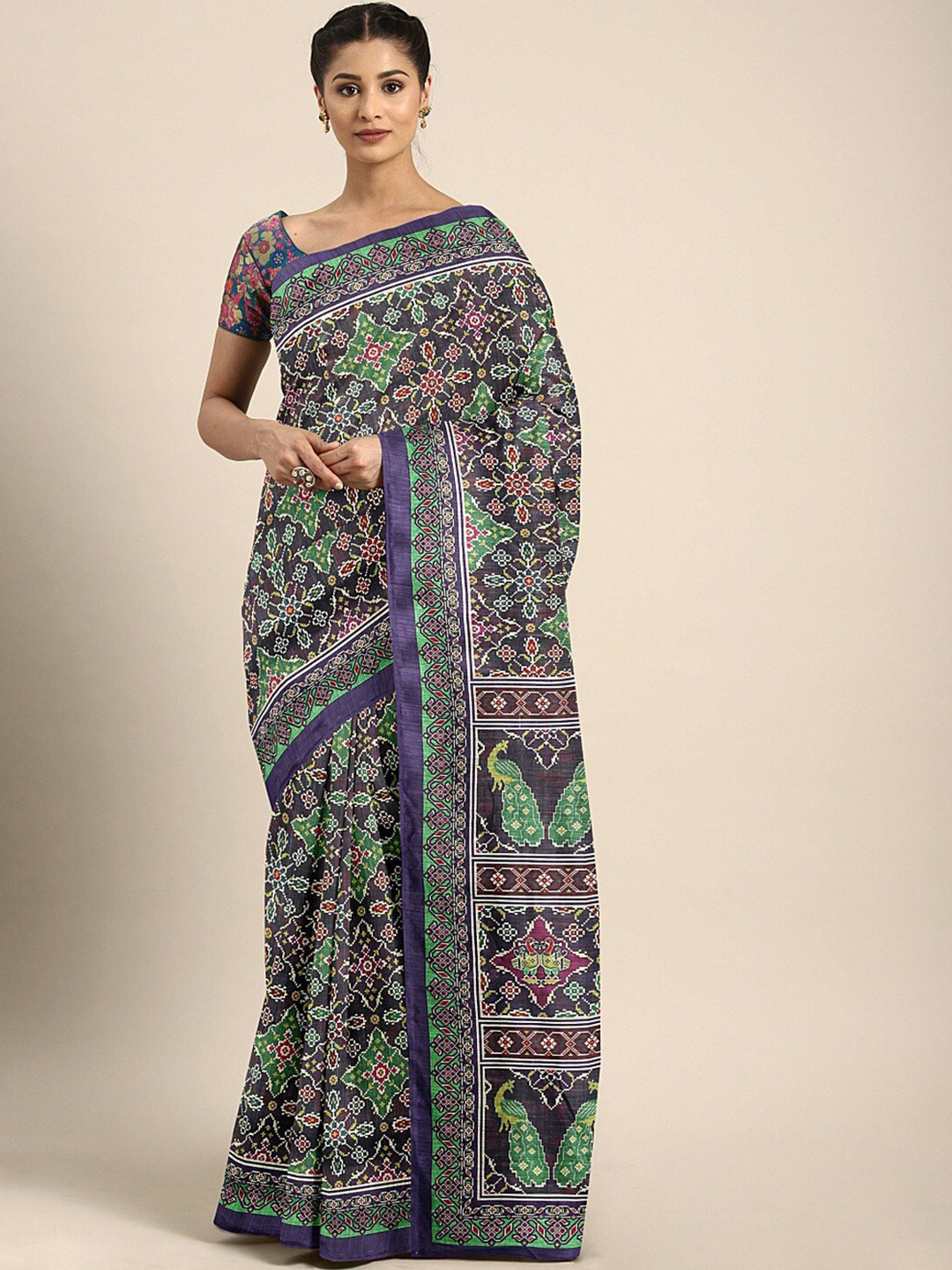 

KALINI Ethnic Motifs Printed Saree, Brown