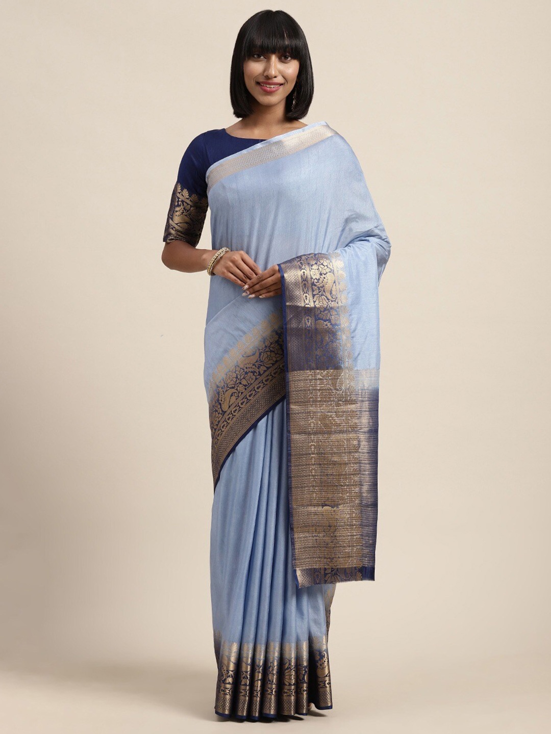 

KALINI Woven Design Zari Saree, Blue