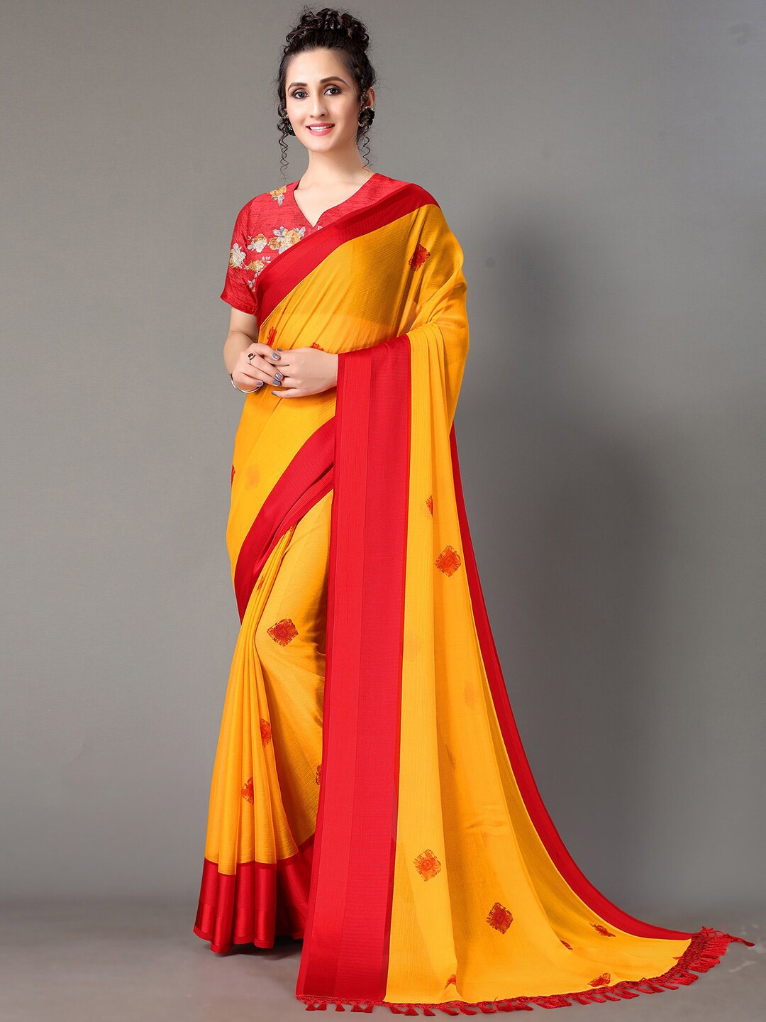 

KALINI Ethnic Motifs Printed Zari Saree, Yellow