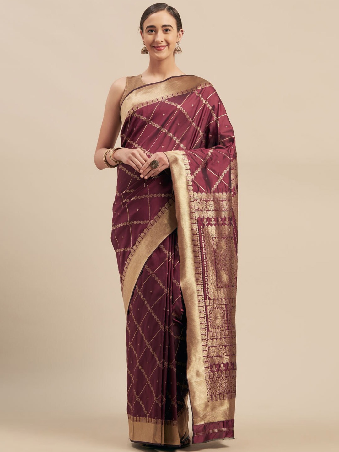 

KALINI Woven Design Zari Saree, Magenta