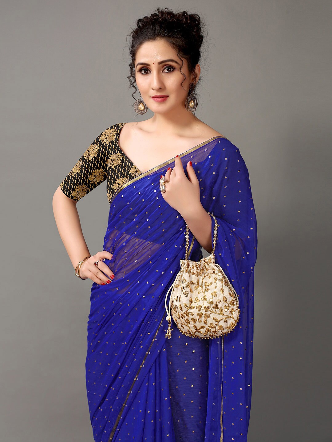 

KALINI Embellished Zari Saree, Blue