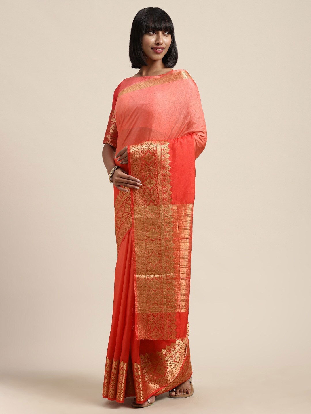 

KALINI Woven Design Zari Saree, Red