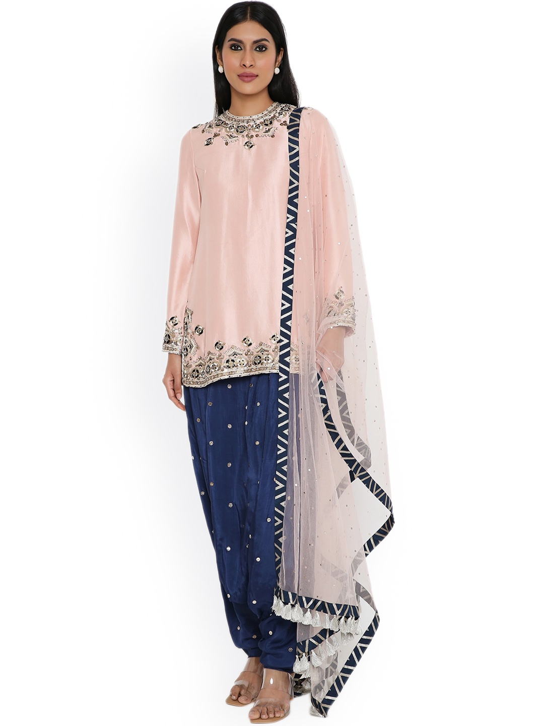 

Payal Singhal Ethnic Embroidered Round Neck Straight Kurta with Salwar & Dupatta, Pink