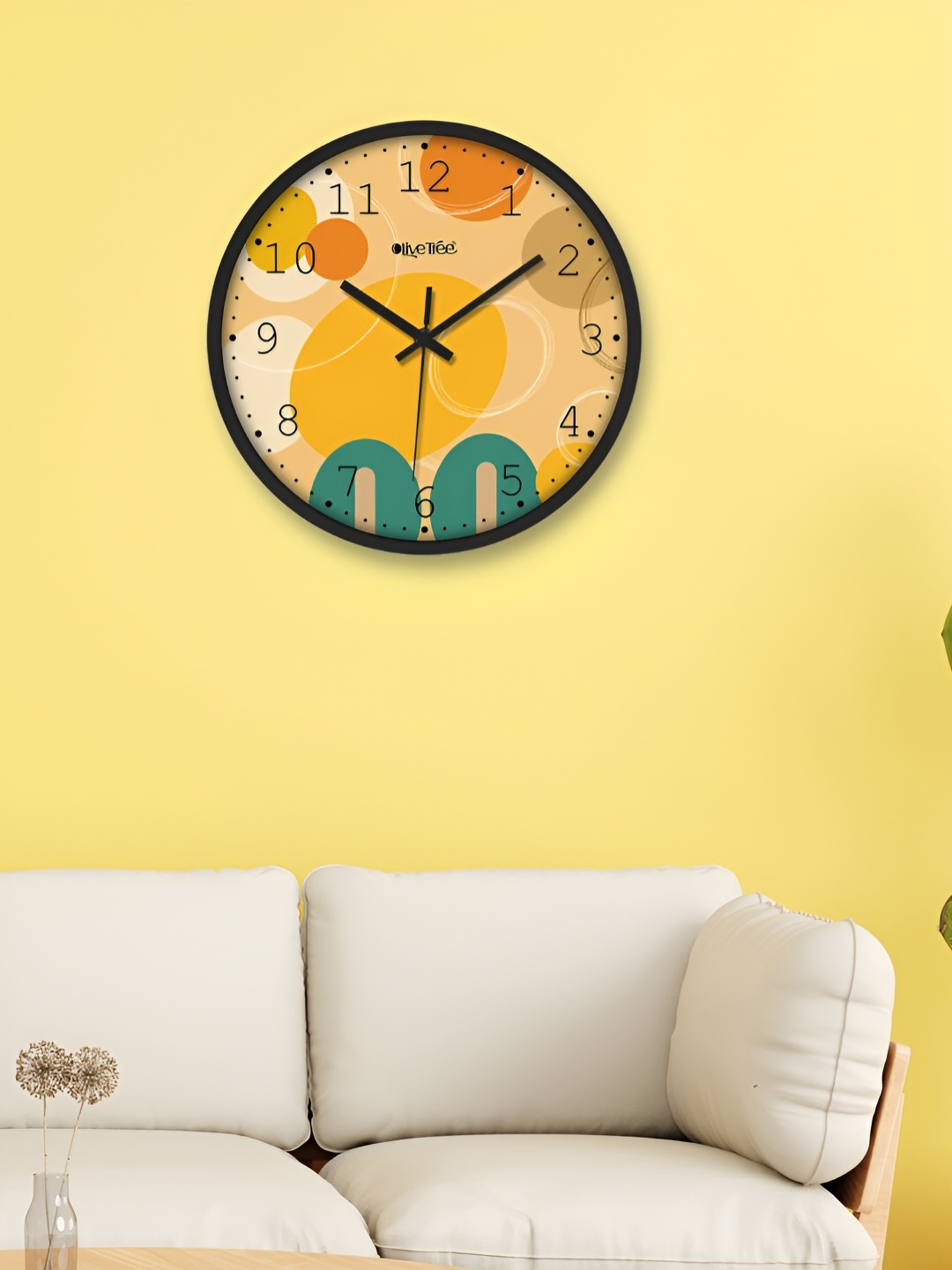 

OLIVE TREE Black & Yellow Contemporary Round Wall Clock