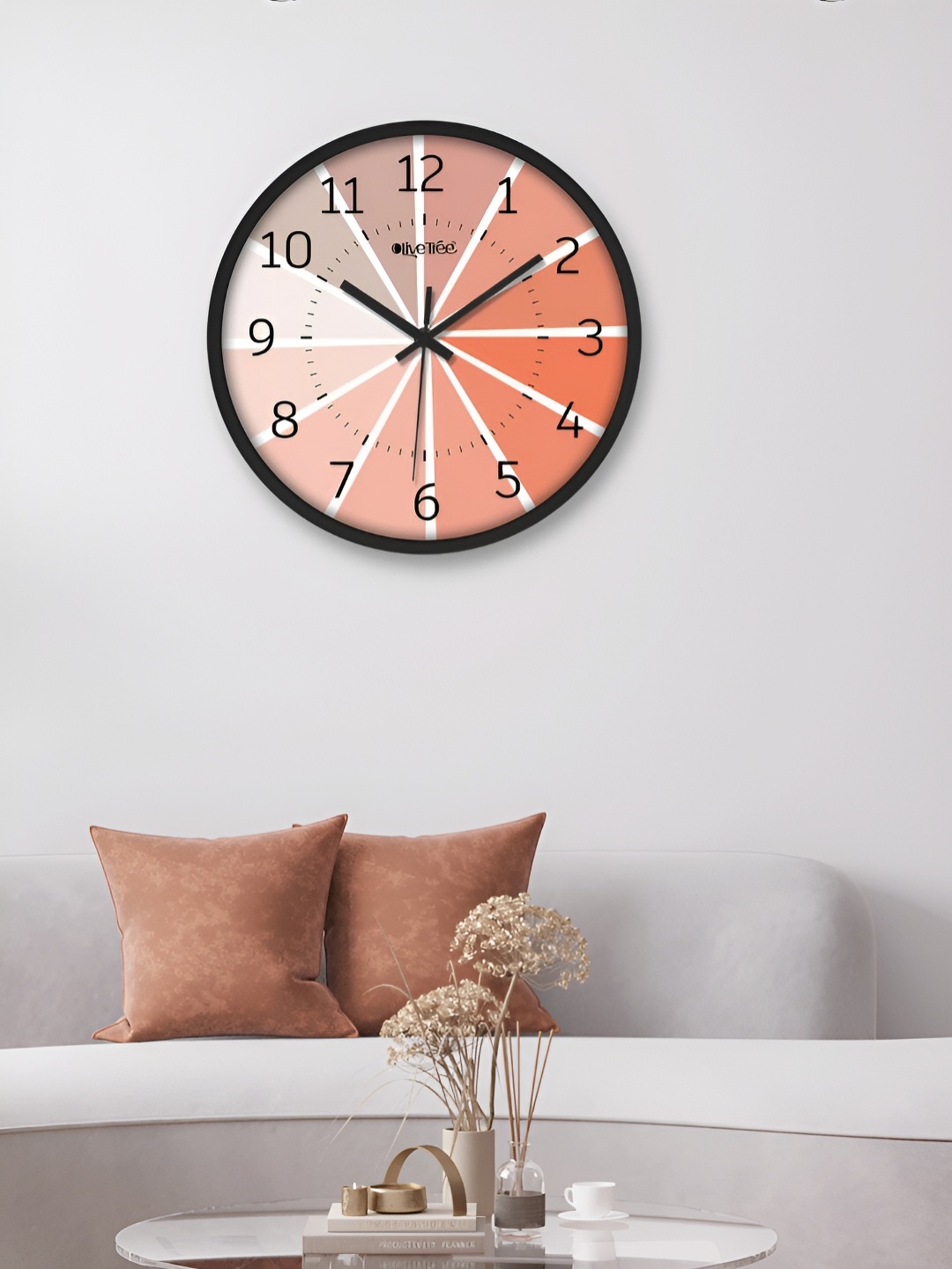 

OLIVE TREE Black & White Printed Contemporary Round Wall Clock