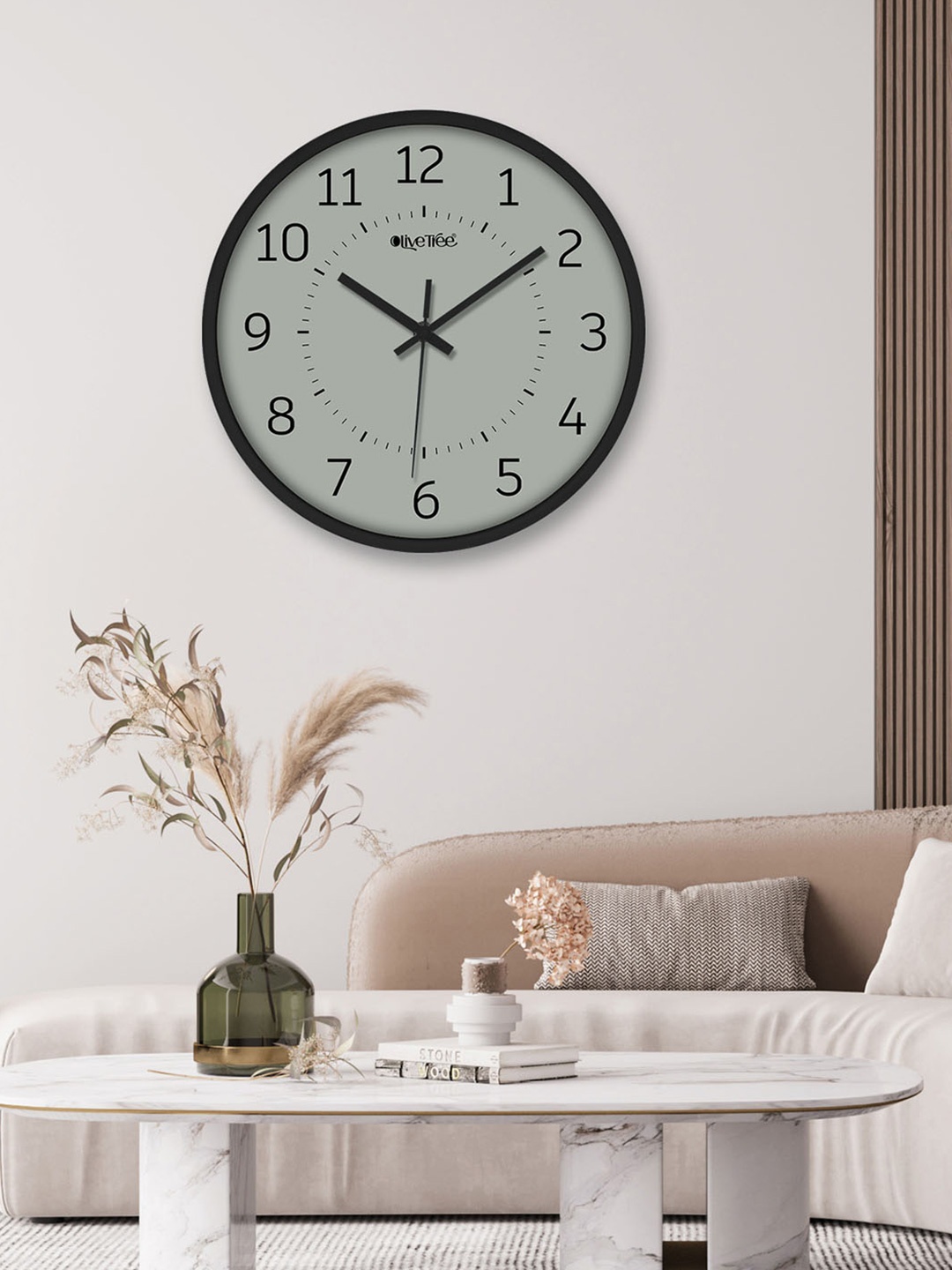 

OLIVE TREE Black & Grey Round Contemporary Wall Clock