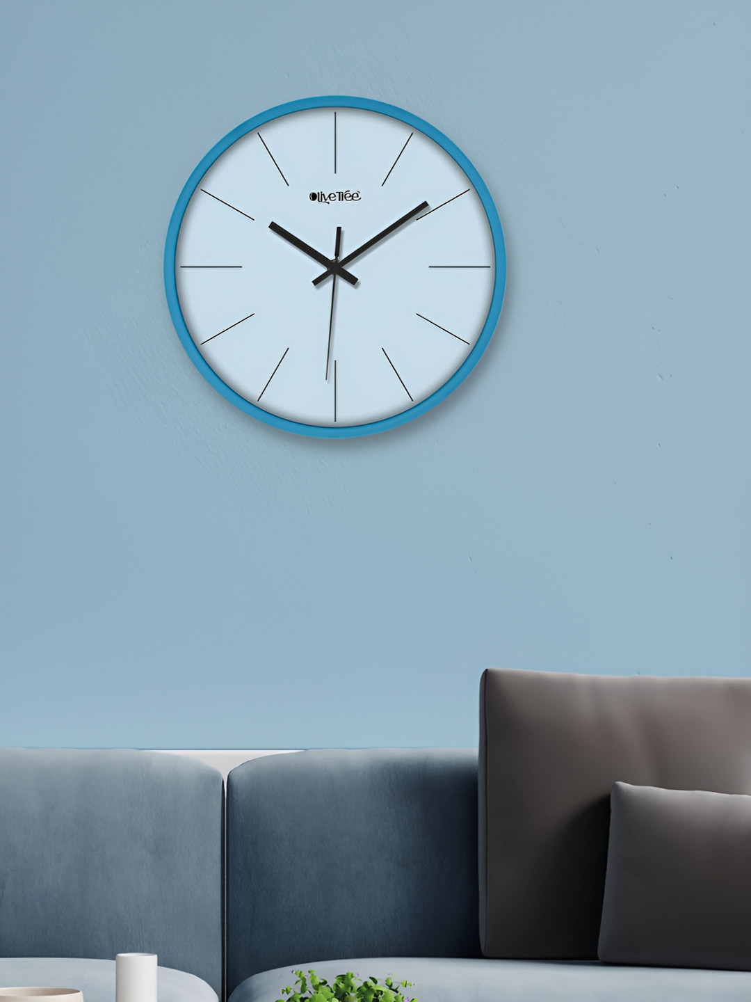 

OLIVE TREE Blue & Black Contemporary Wall Clock