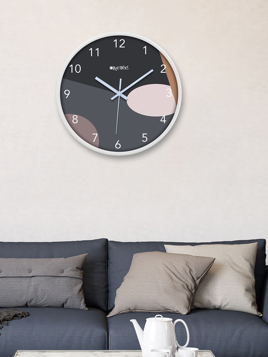 

OLIVE TREE White & Black Printed Round Contemporary Wall Clock