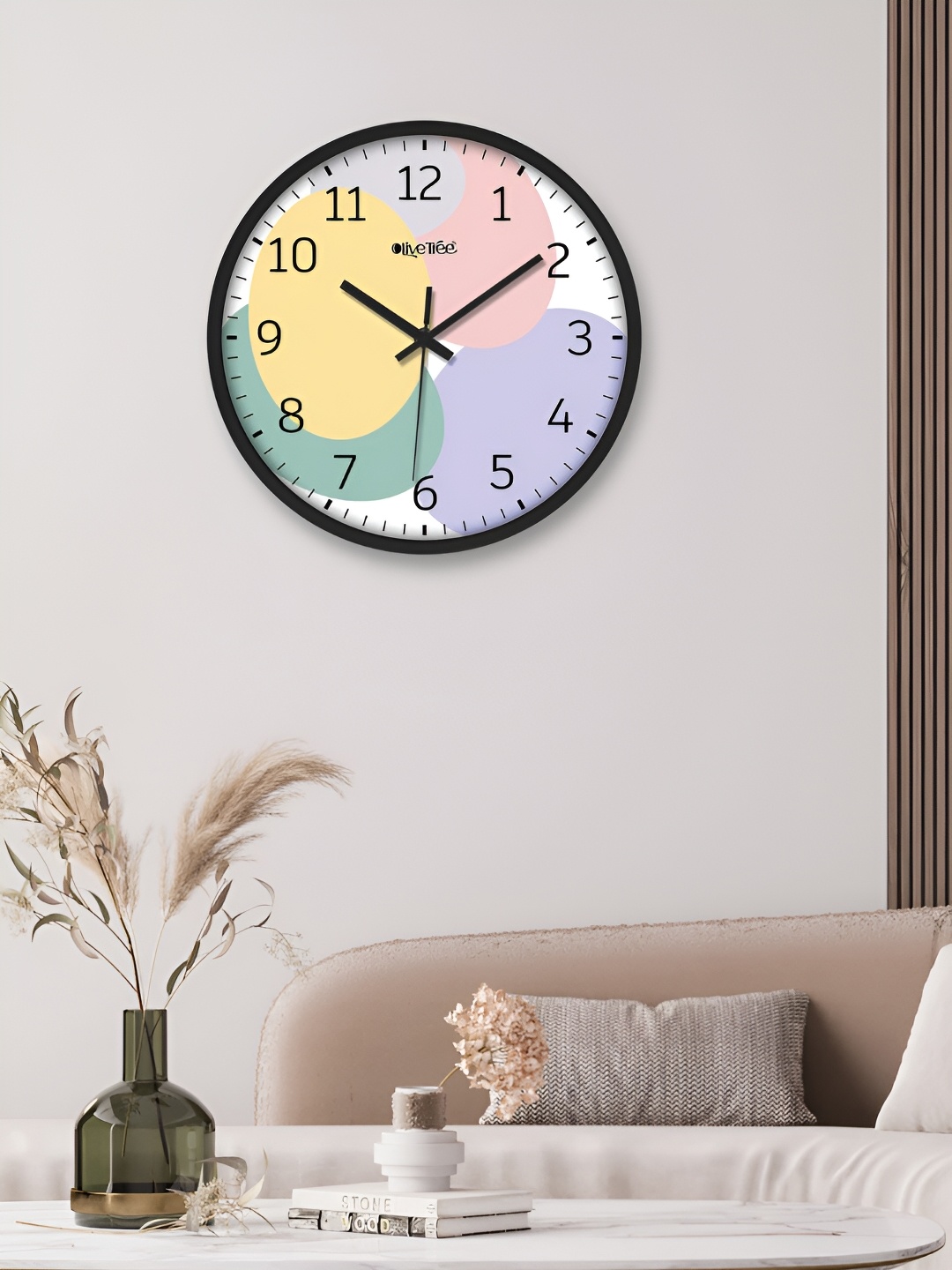 

OLIVE TREE Black & Green Textured Contemporary Wall Clock