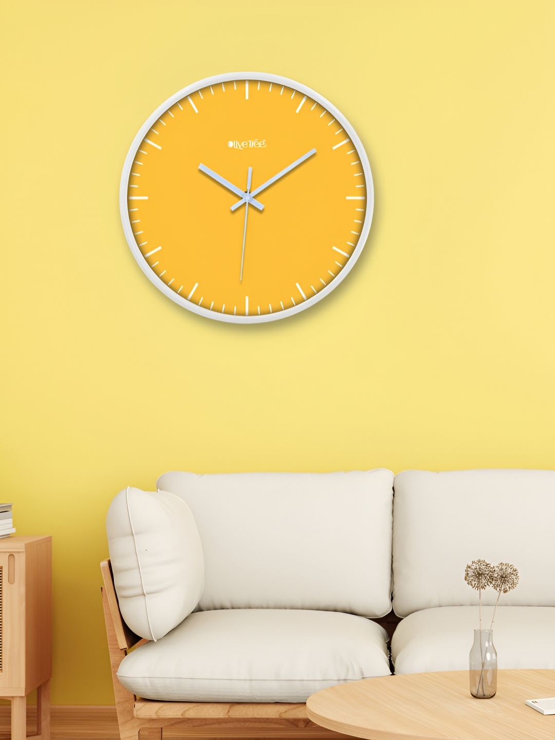 

OLIVE TREE White & Yellow Contemporary Wall Clock