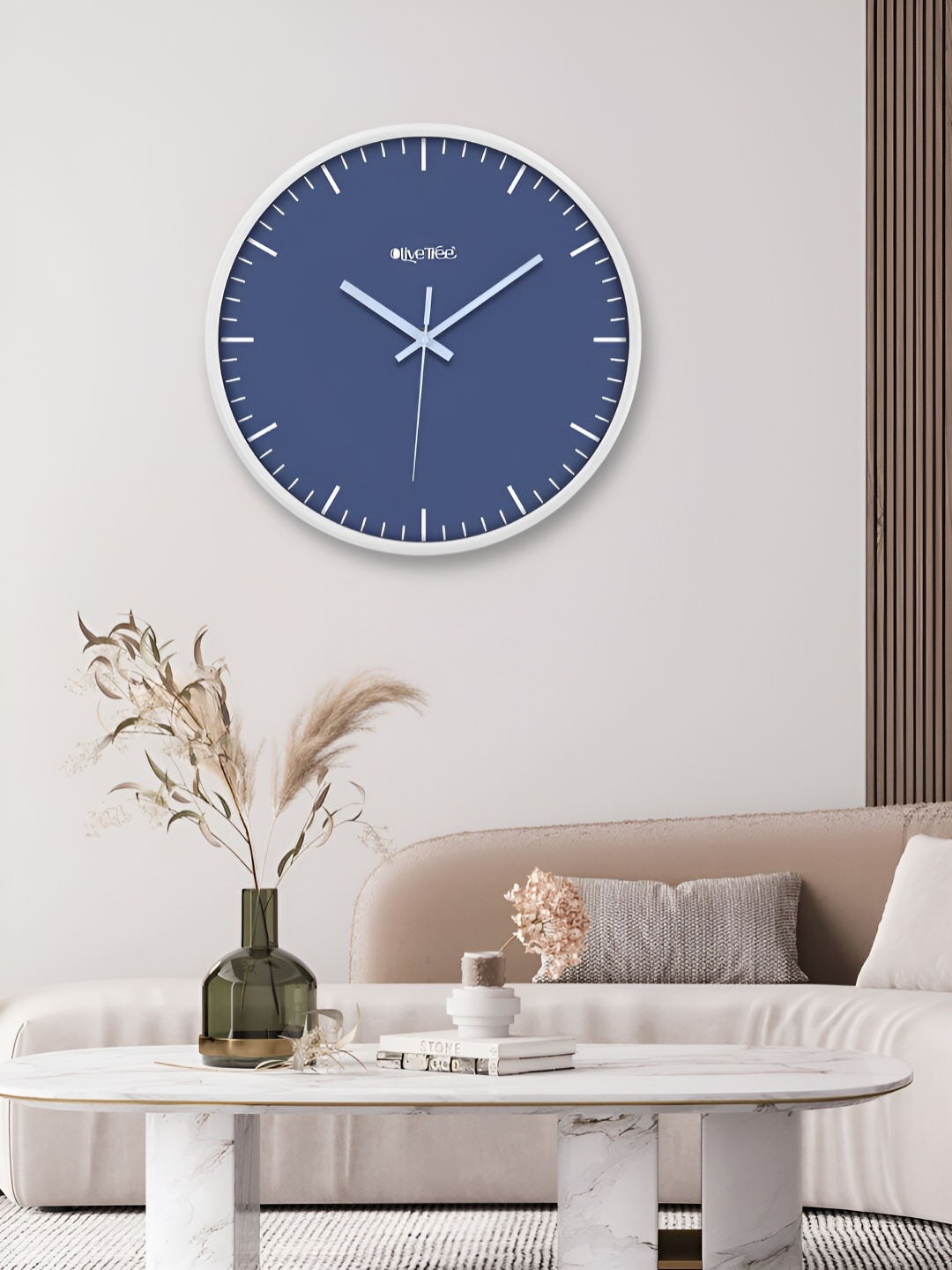 

OLIVE TREE White & Blue Contemporary Wall Clock