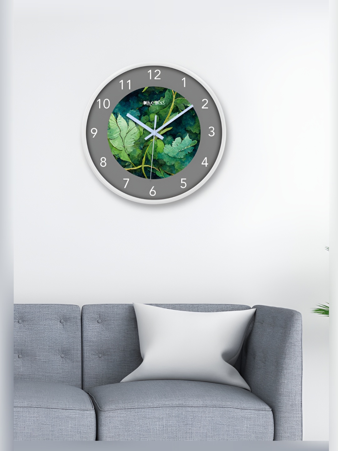 

OLIVE TREE White & Green Printed Contemporary Round Wall Clock