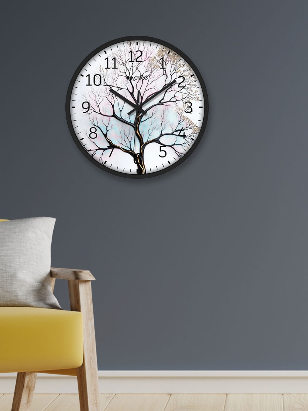 

OLIVE TREE Black & Blue Printed Round Contemporary Wall Clock