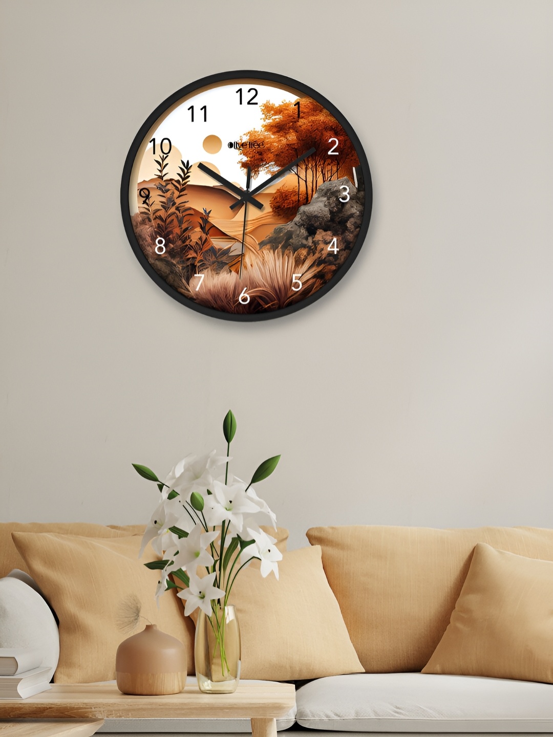 

OLIVE TREE Black & White Printed Contemporary Wall Clock