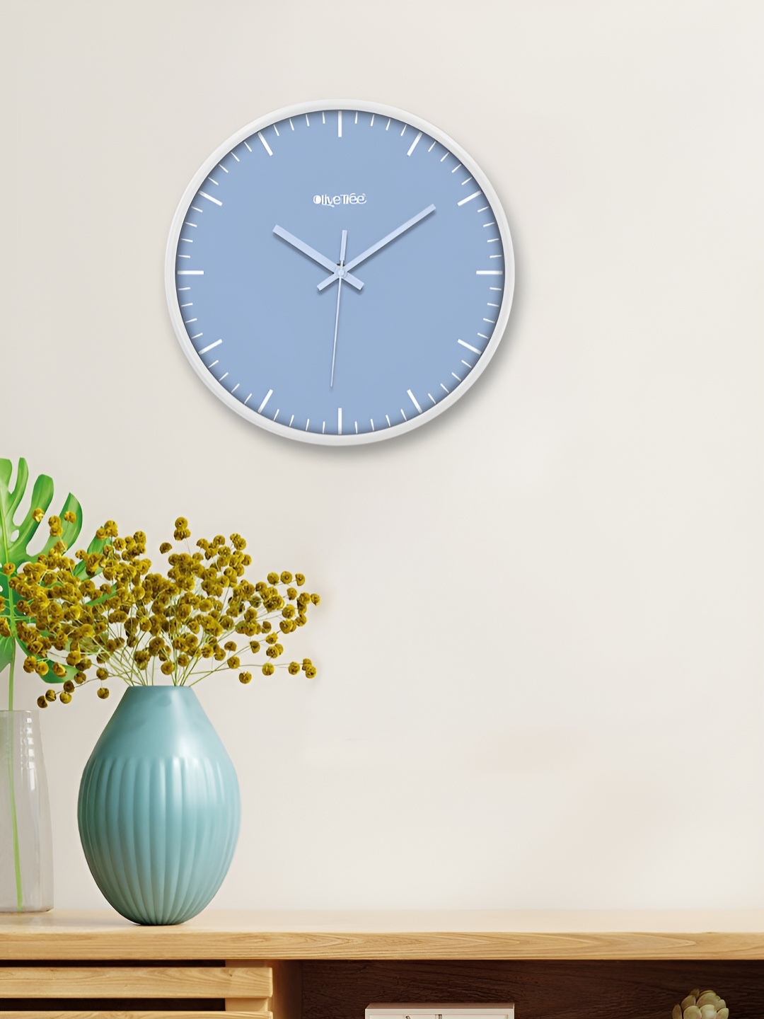 

OLIVE TREE White & Blue Contemporary Wall Clock