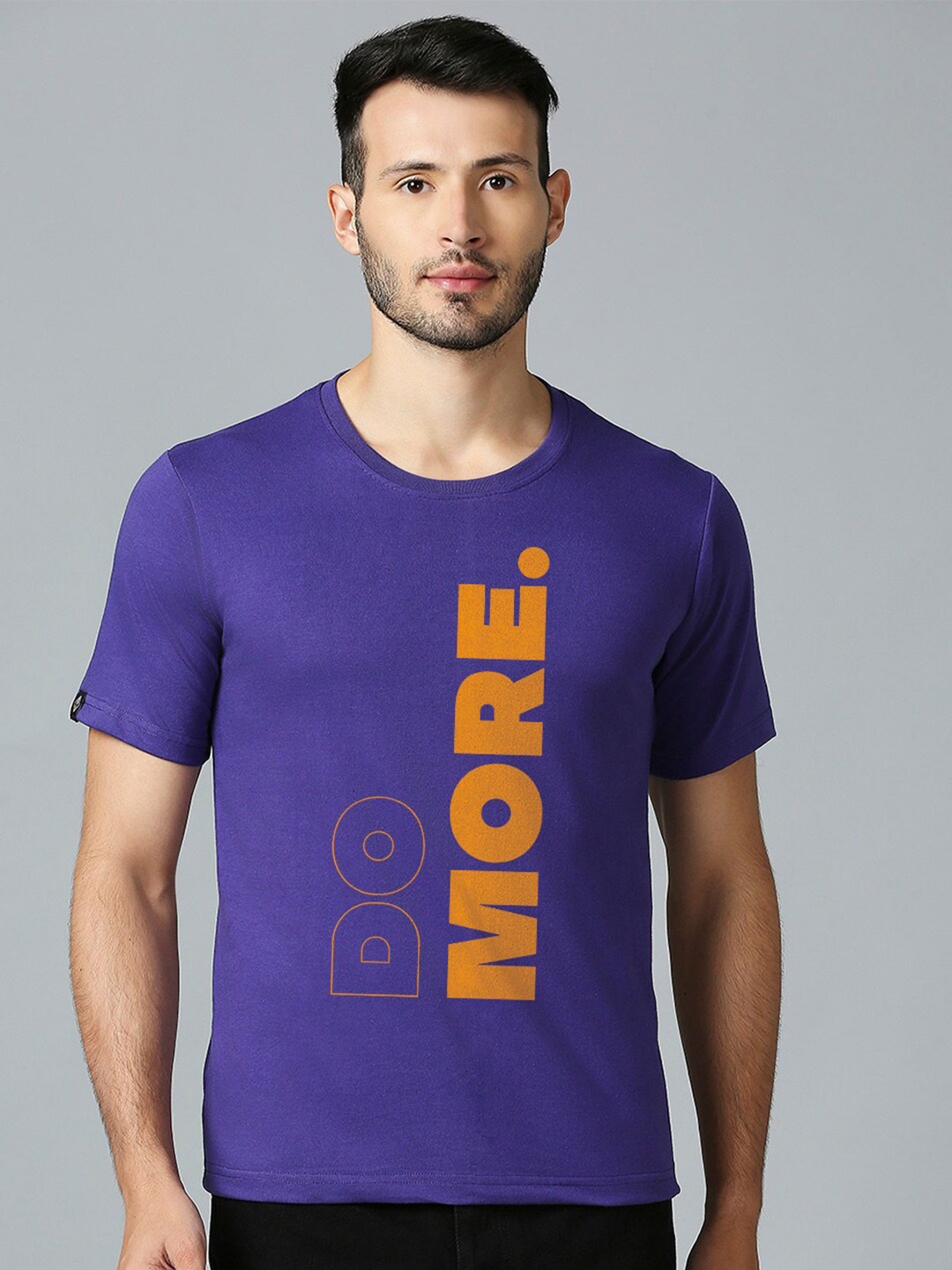MOD ECRU Typography Printed Cotton T-shirt, Purple
