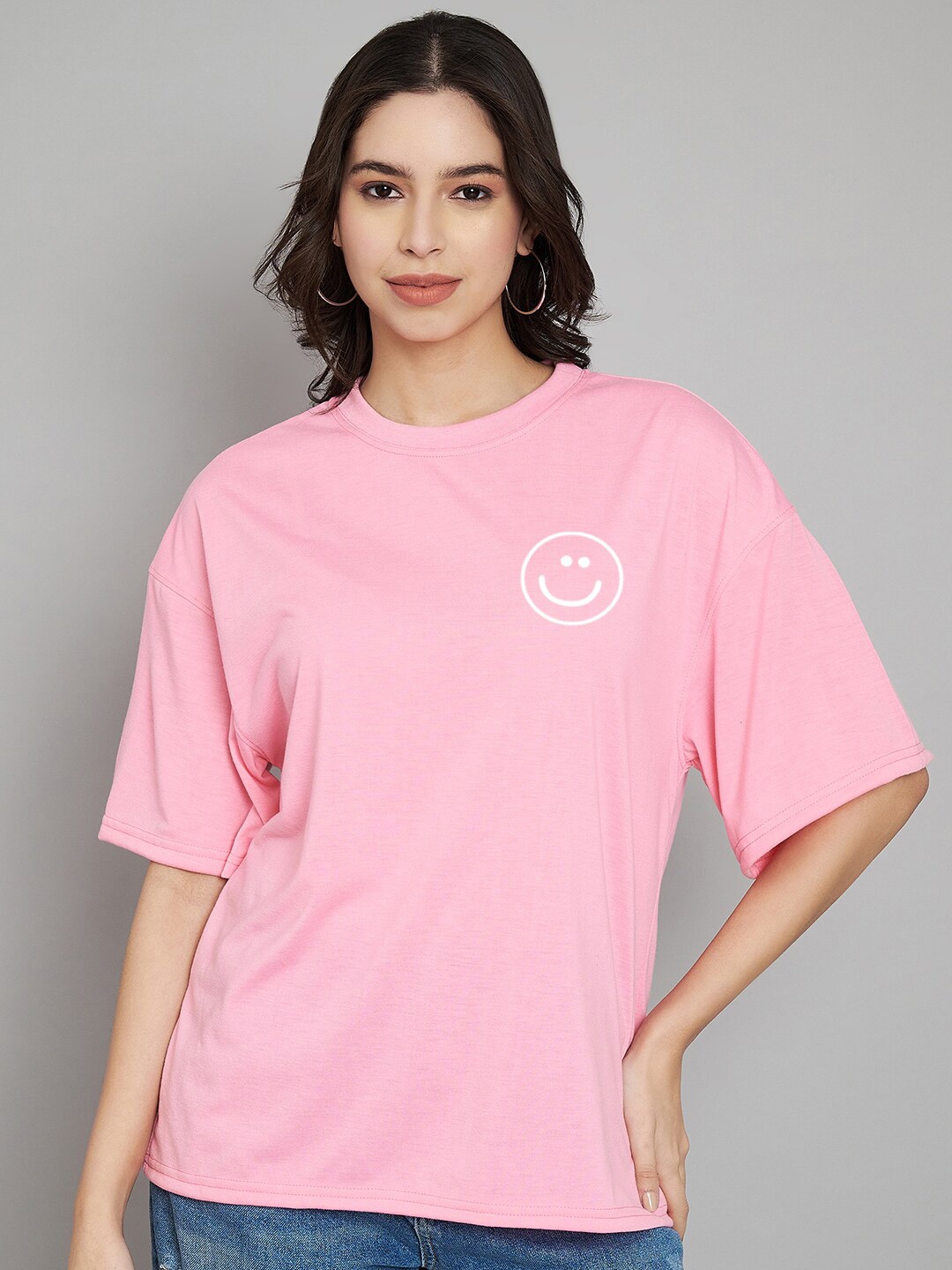 

Trend Level Drop-Shoulder Sleeves Oversized Cotton T-shirt, Pink