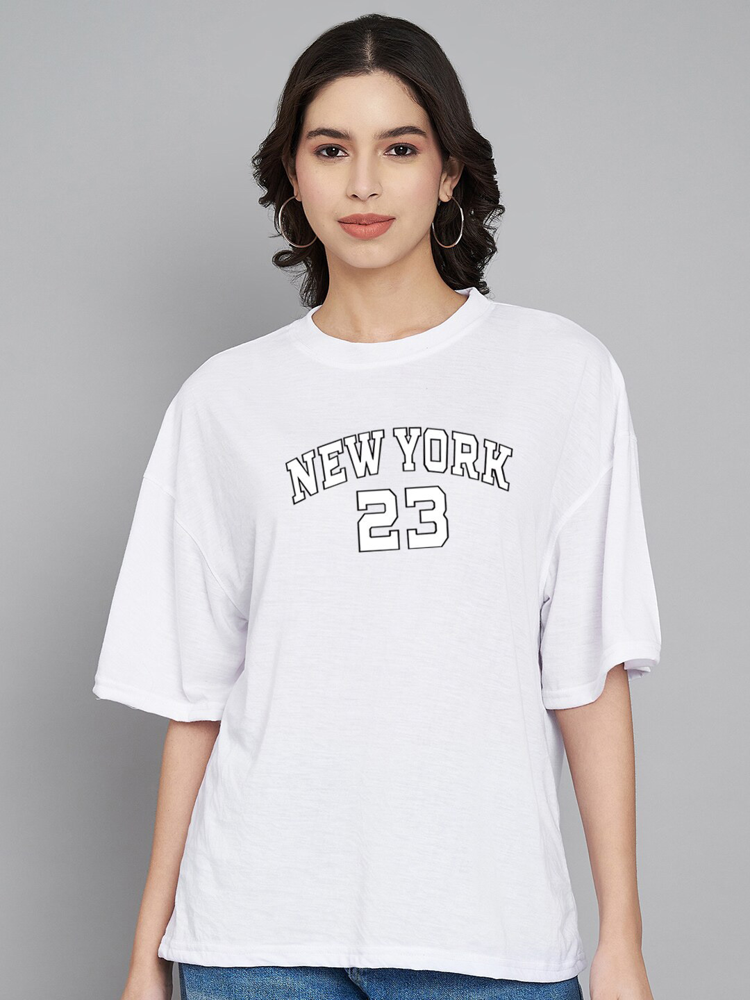 

Trend Level Typography Printed Oversized Cotton T-shirt, White