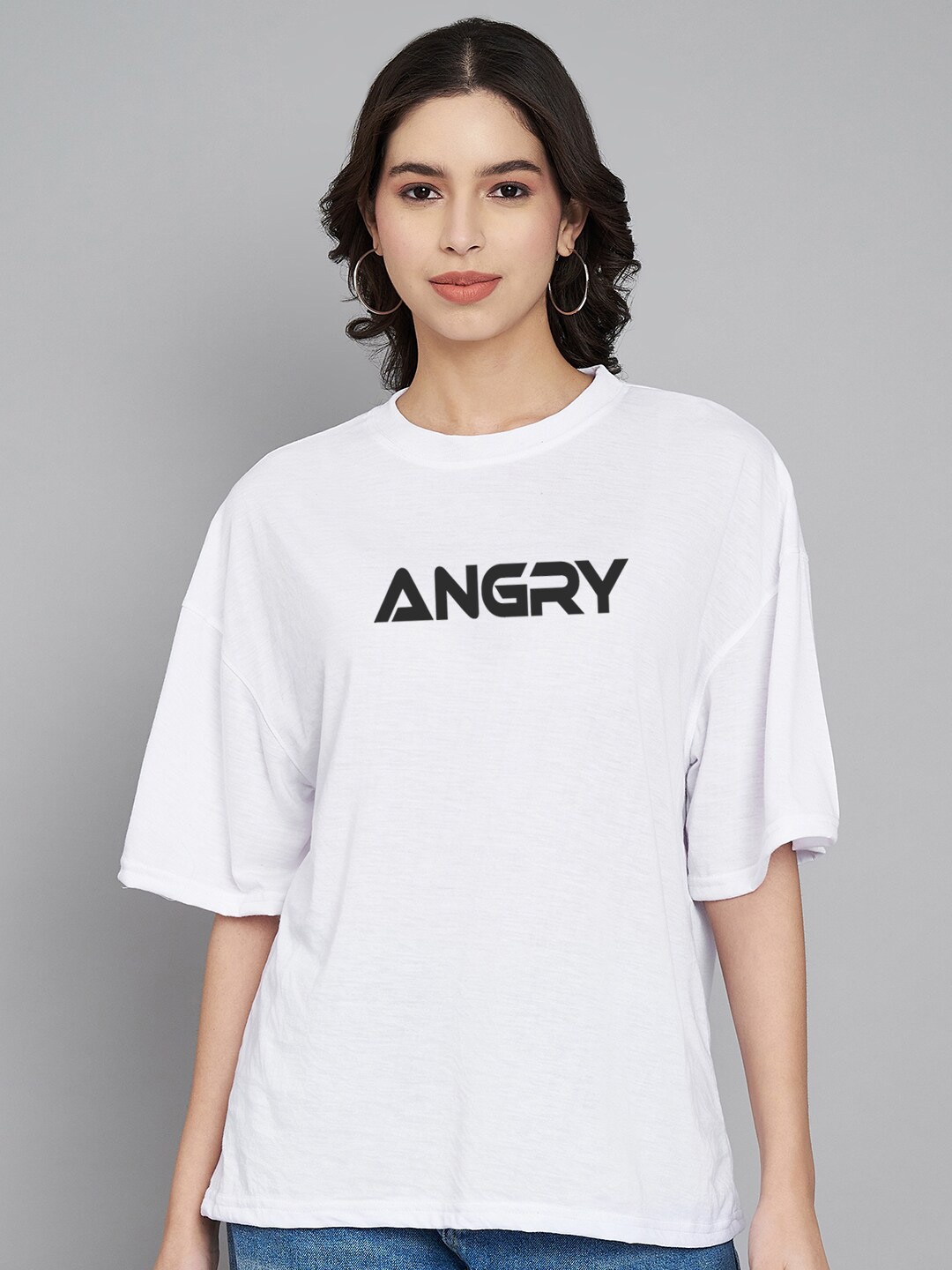 

Trend Level Typography Printed Oversized Cotton T-shirt, White
