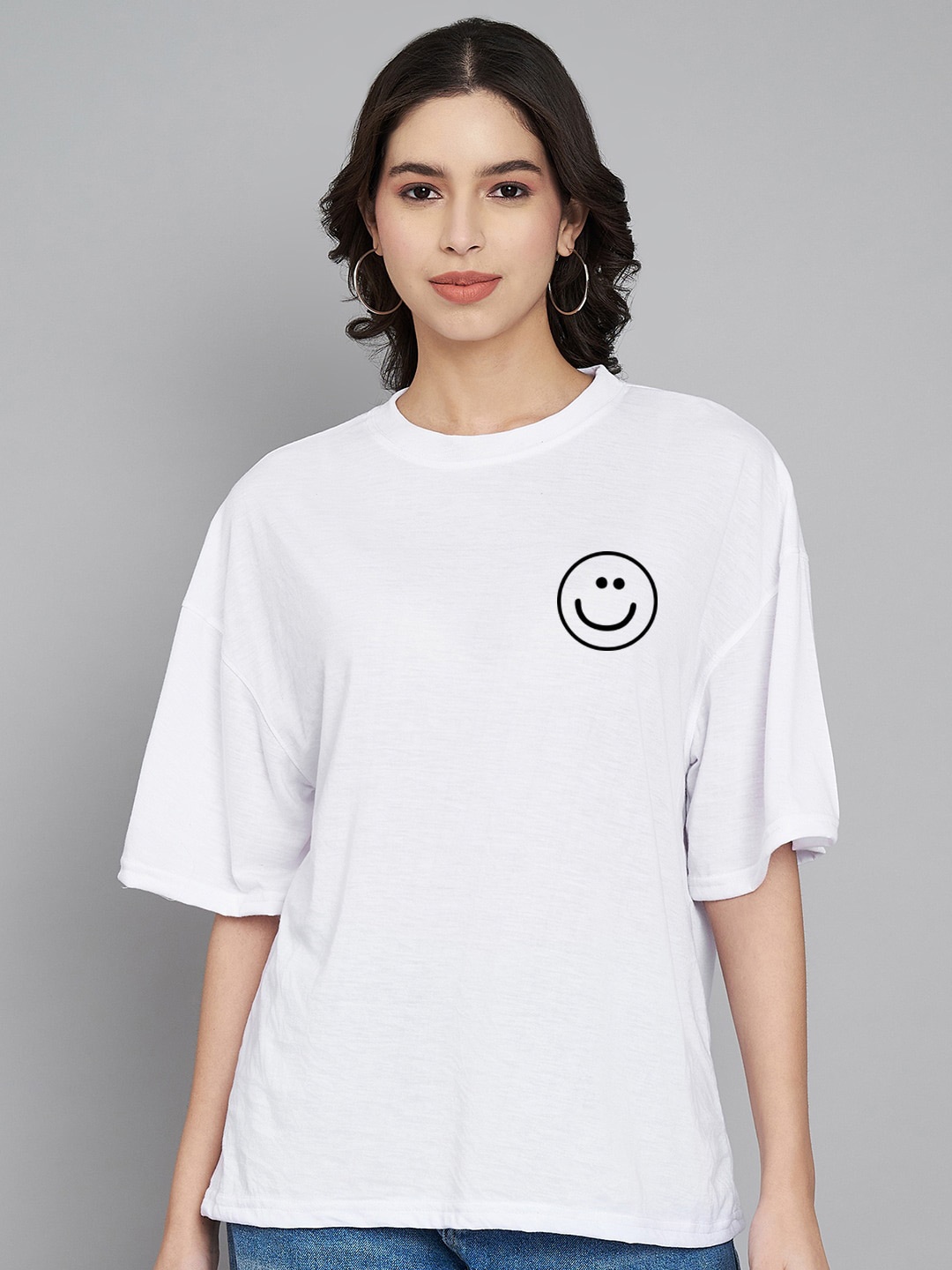 

Trend Level Drop-Shoulder Sleeves Oversized Cotton T-shirt, White