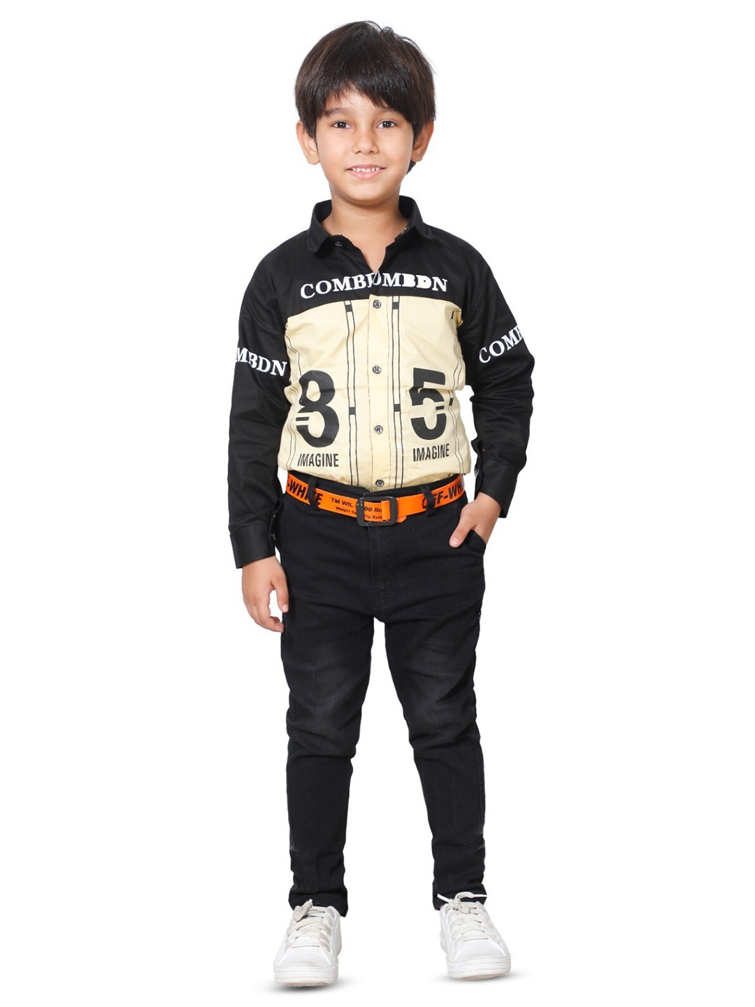 

BAESD Boys Printed Shirt with Trousers, Yellow