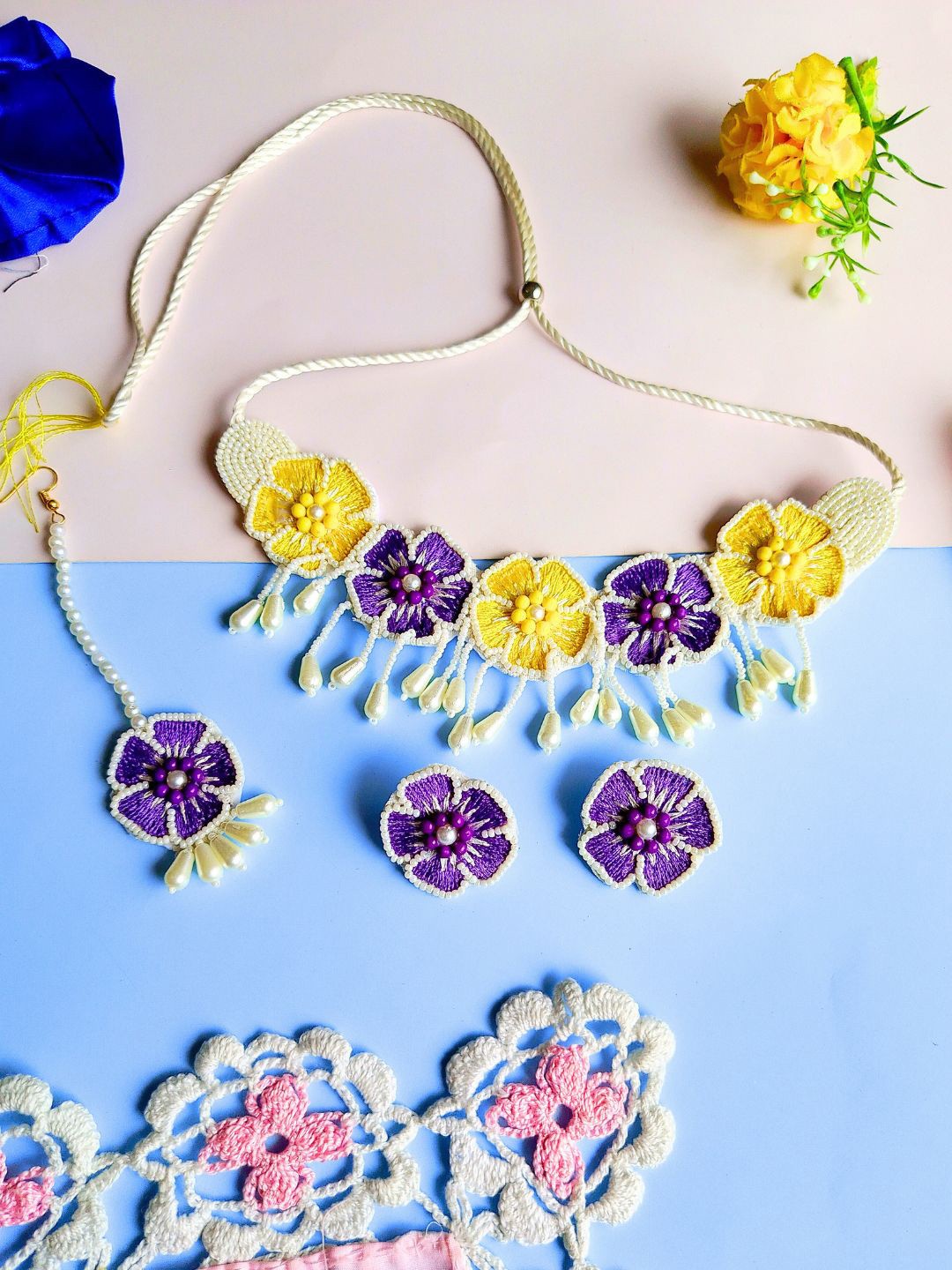

DressBerry Gold-Plated Purple Bedded Jewellery Set