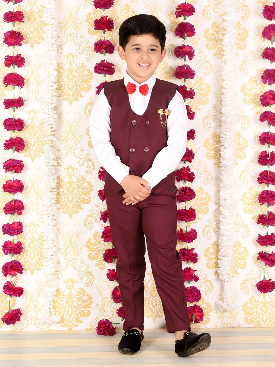 

BAESD Boys Double-Breasted Two-Piece Suit, Maroon