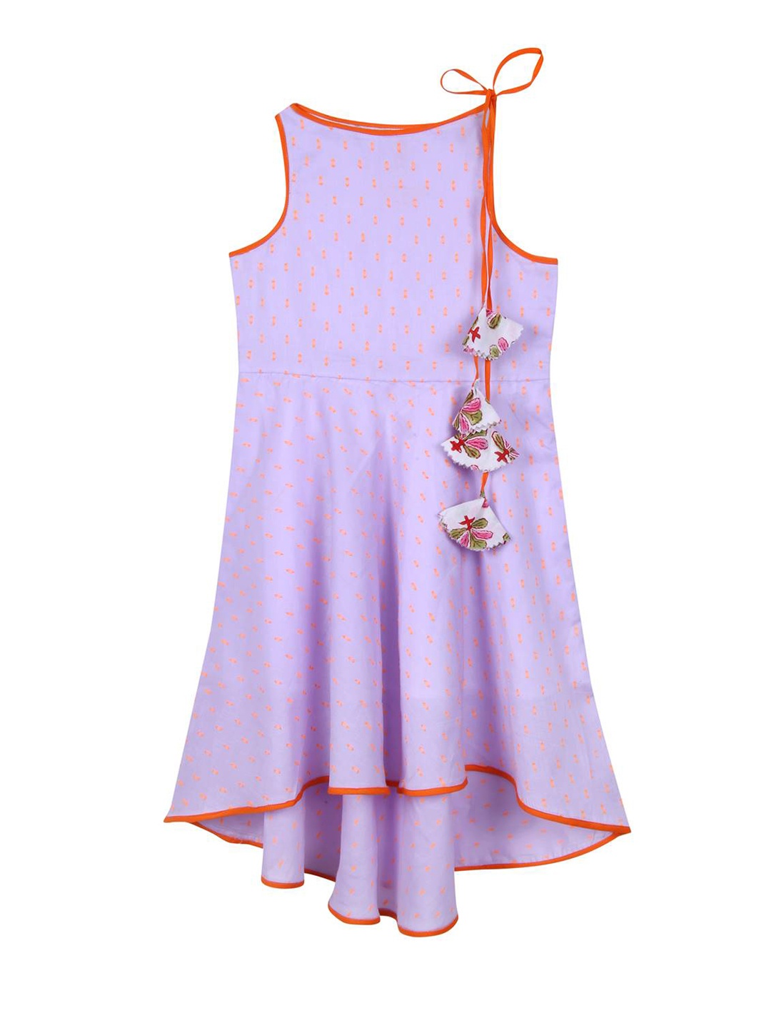 

charkhee Polka Dot Printed Cotton Fit & Flare Dress, Lavender