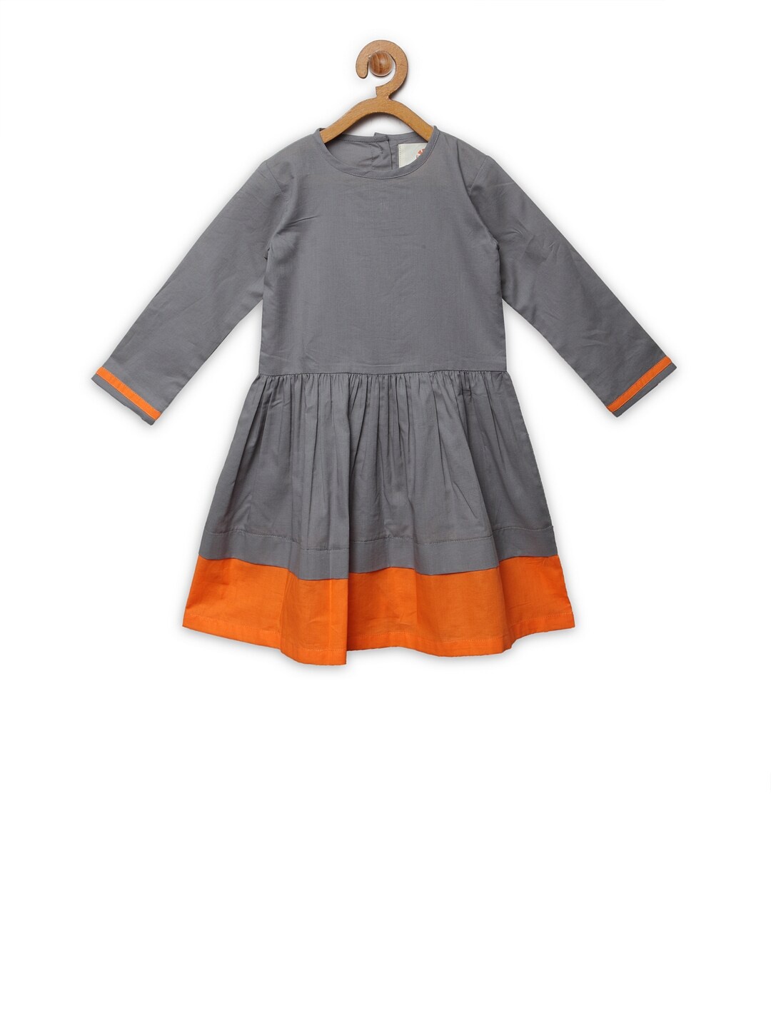 

charkhee Round Neck Cotton Fit & Flare Dress, Grey