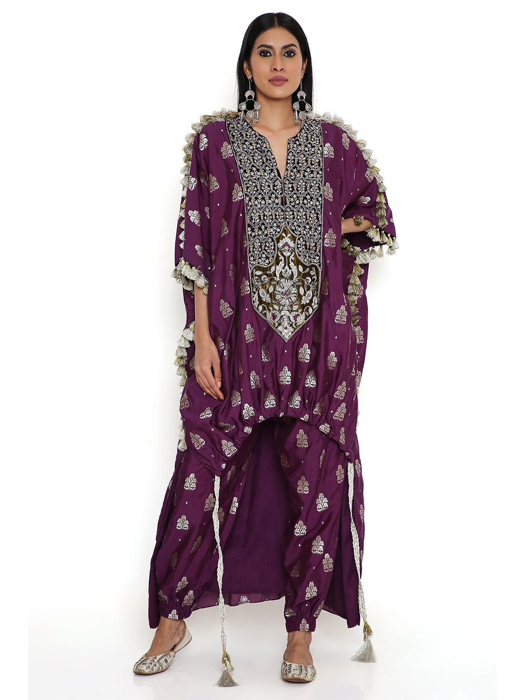 

Payal Singhal Ethnic Motifs Print Kimono Sleeve Kaftan Maxi Dress, Purple