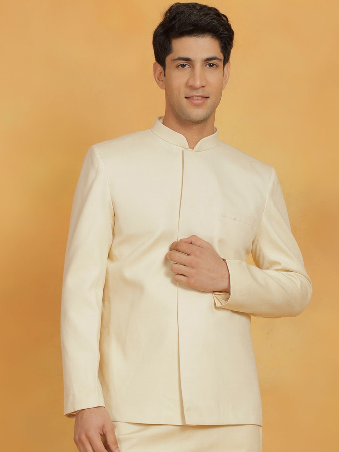 

VASTRAMAY Single-Breasted Blazer, Cream