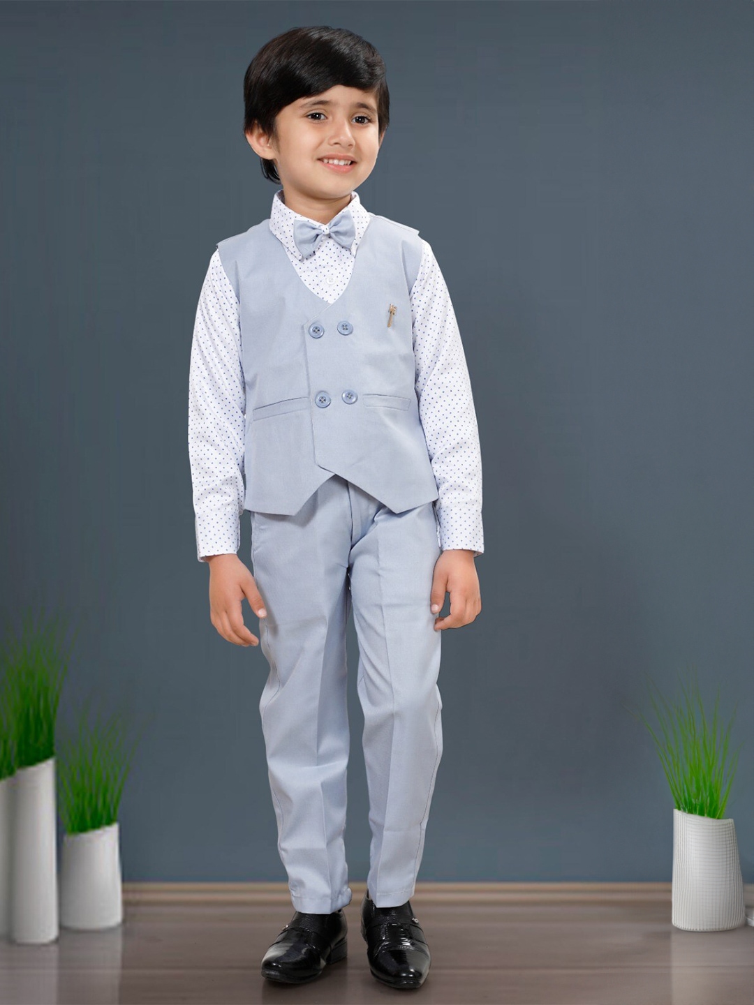

BAESD Boys Printed Three-Piece Party Suit, Blue