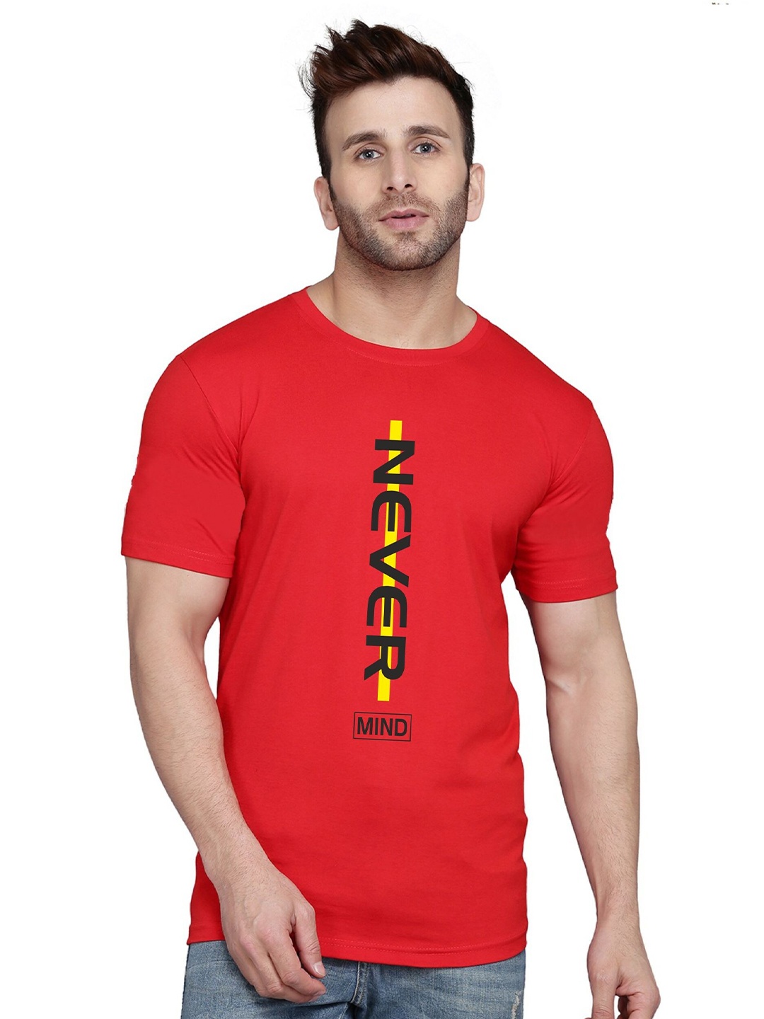 

SLOWLORIS Typography Printed Bio-Wash T-shirt, Red
