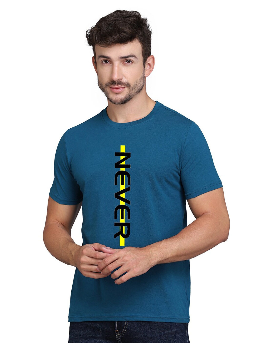 

SLOWLORIS Typography Printed Cotton T-shirt, Teal