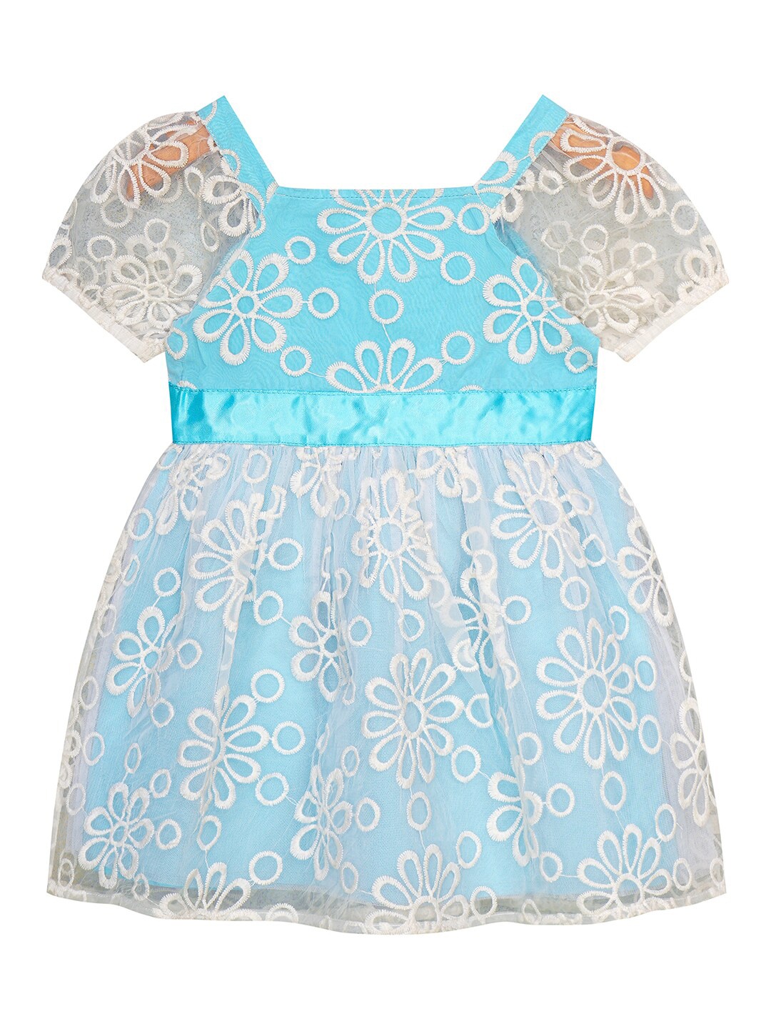 

Budding Bees Net Fit & Flare Dress, White