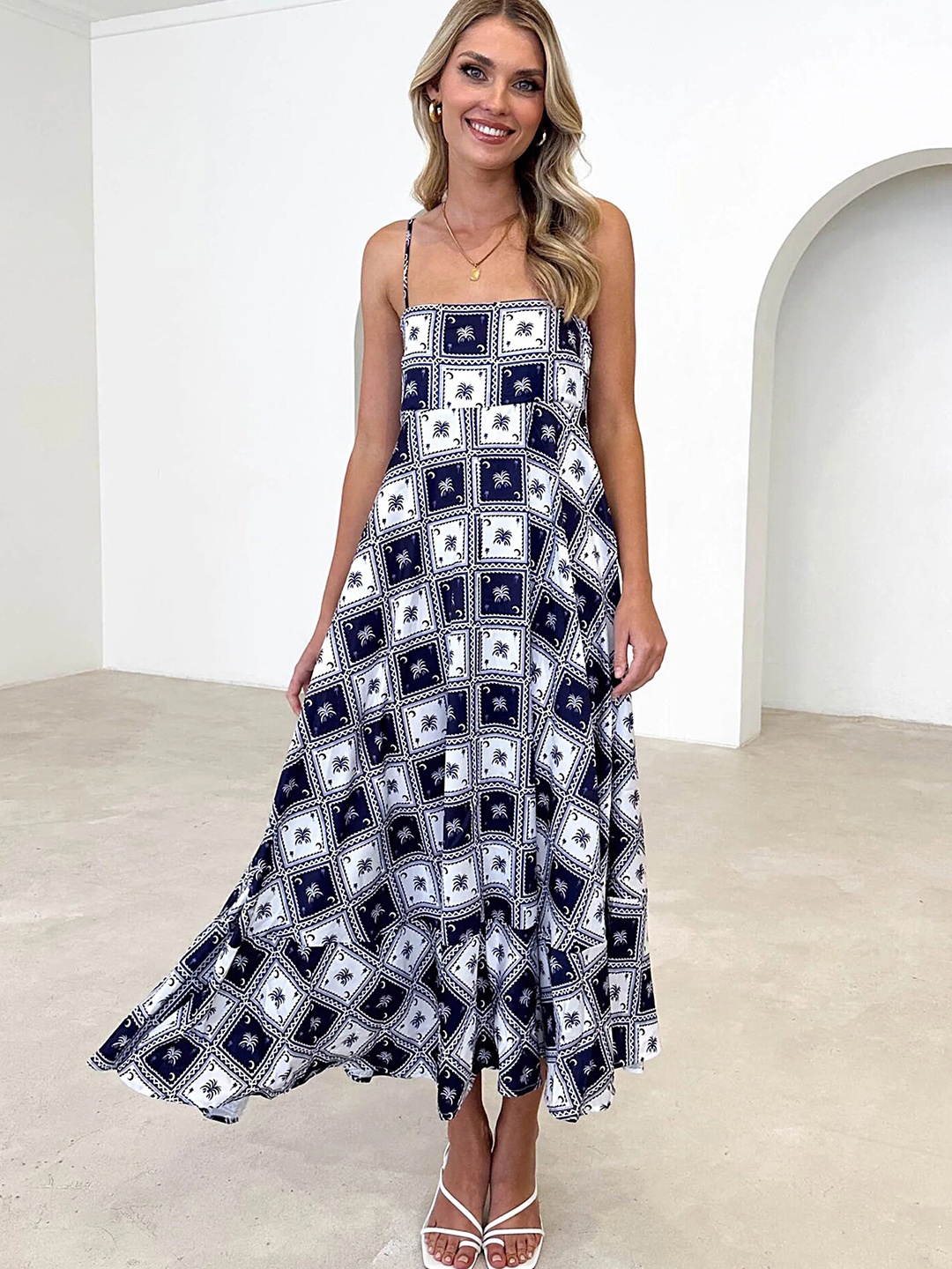 

LULU & SKY Floral Printed A-Line Dress, Black