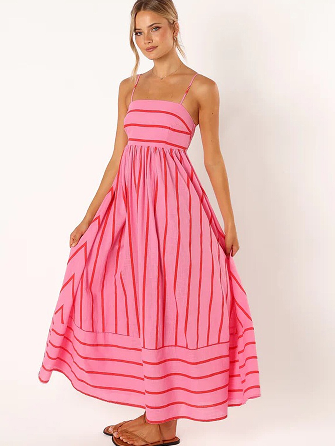 

LULU & SKY Striped Sleeveless Maxi Dress, Pink