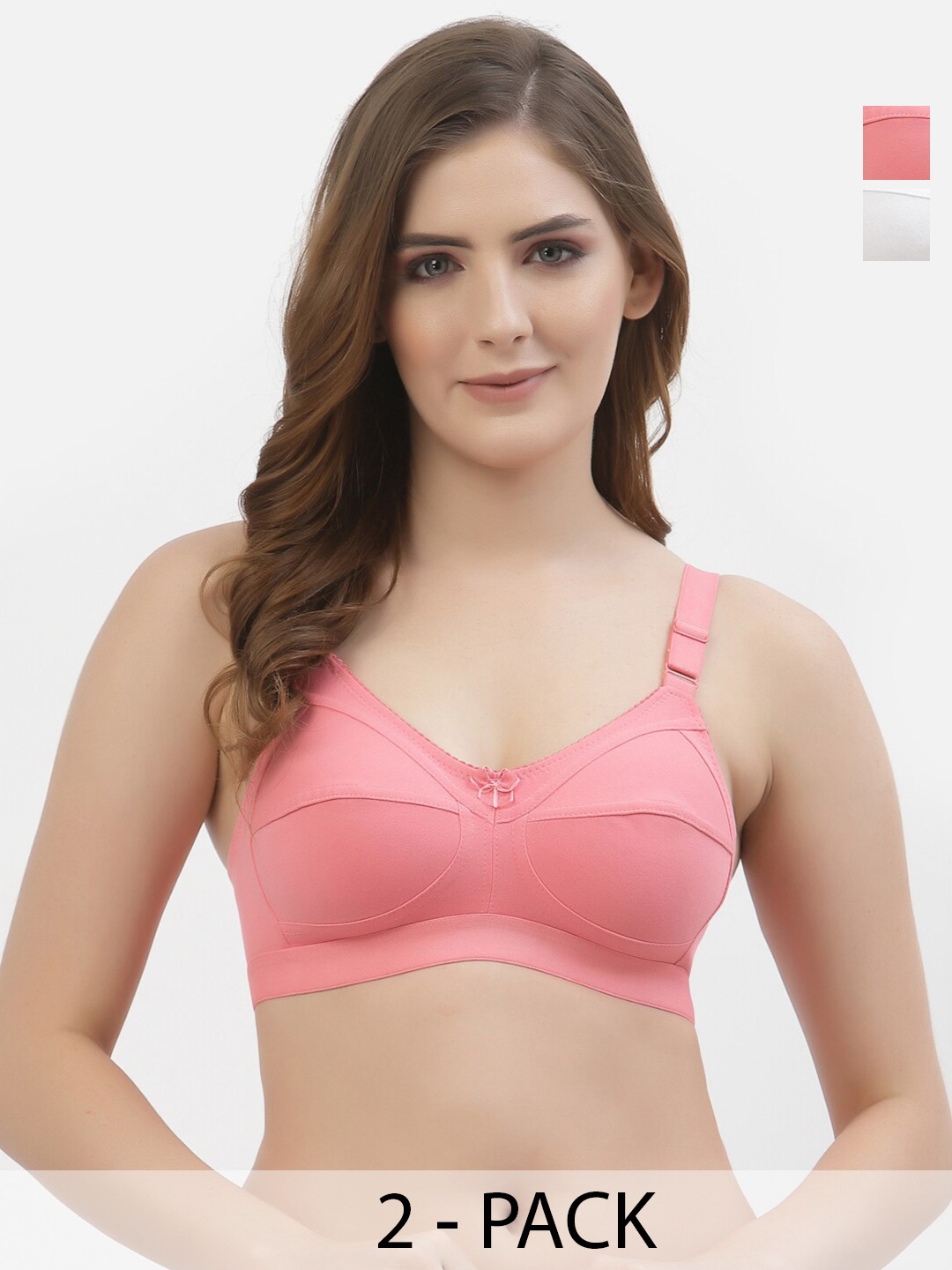 

Floret Pack of 2 Full Coverage Non Padded Everyday Bras With All Day Comfort, Rose