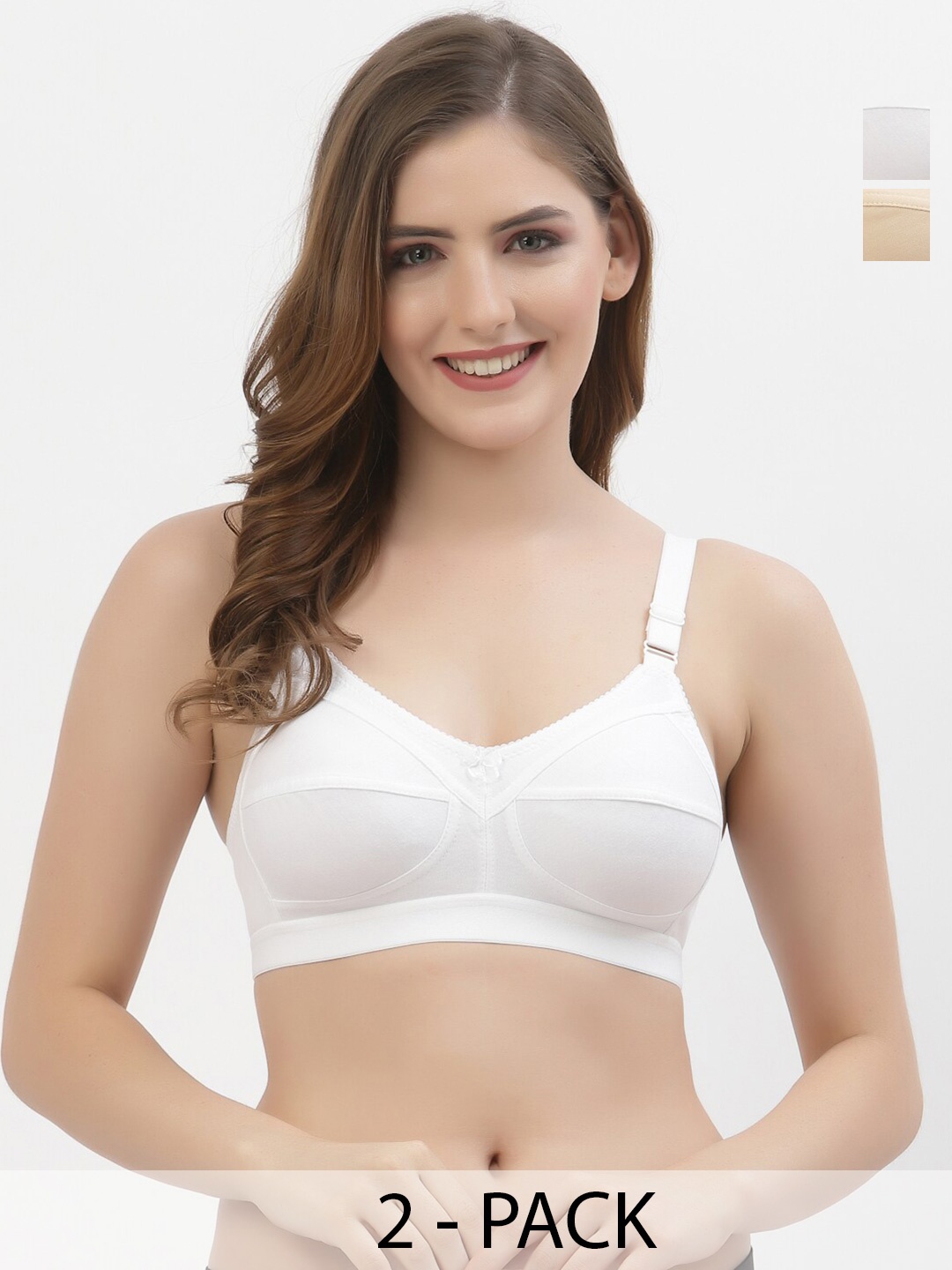 

Floret Pack of 2 Full Coverage Non Padded Everyday Bras With All Day Comfort, Beige