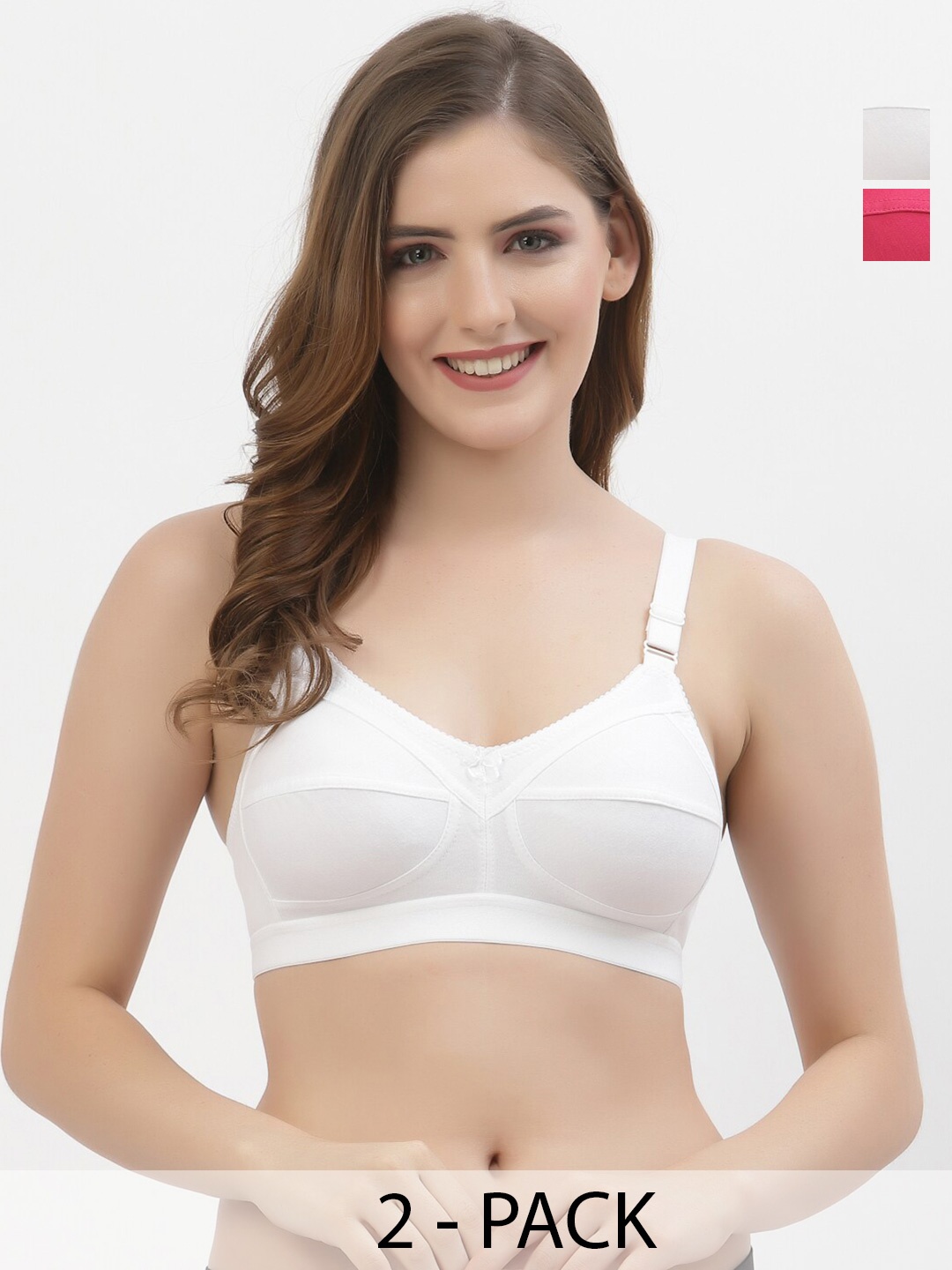 

Floret Pack of 2 Full Coverage Non Padded Everyday Bras With All Day Comfort, White