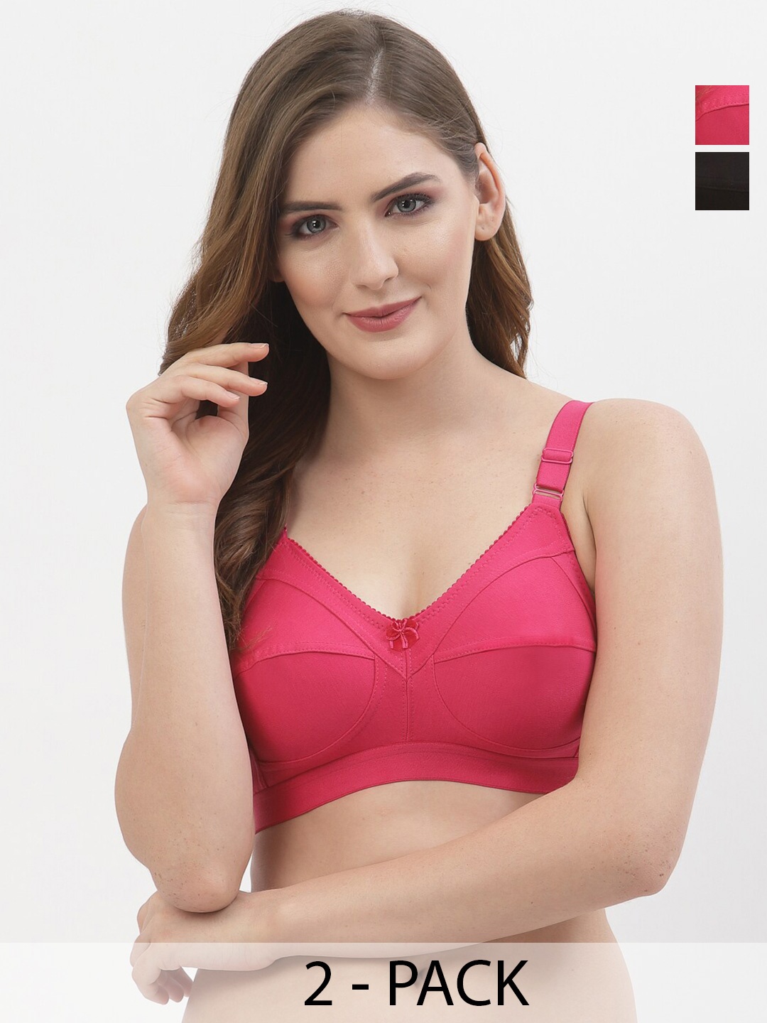 

Floret Pack of 2 Full Coverage Non Padded Everyday Bras With All Day Comfort, Magenta