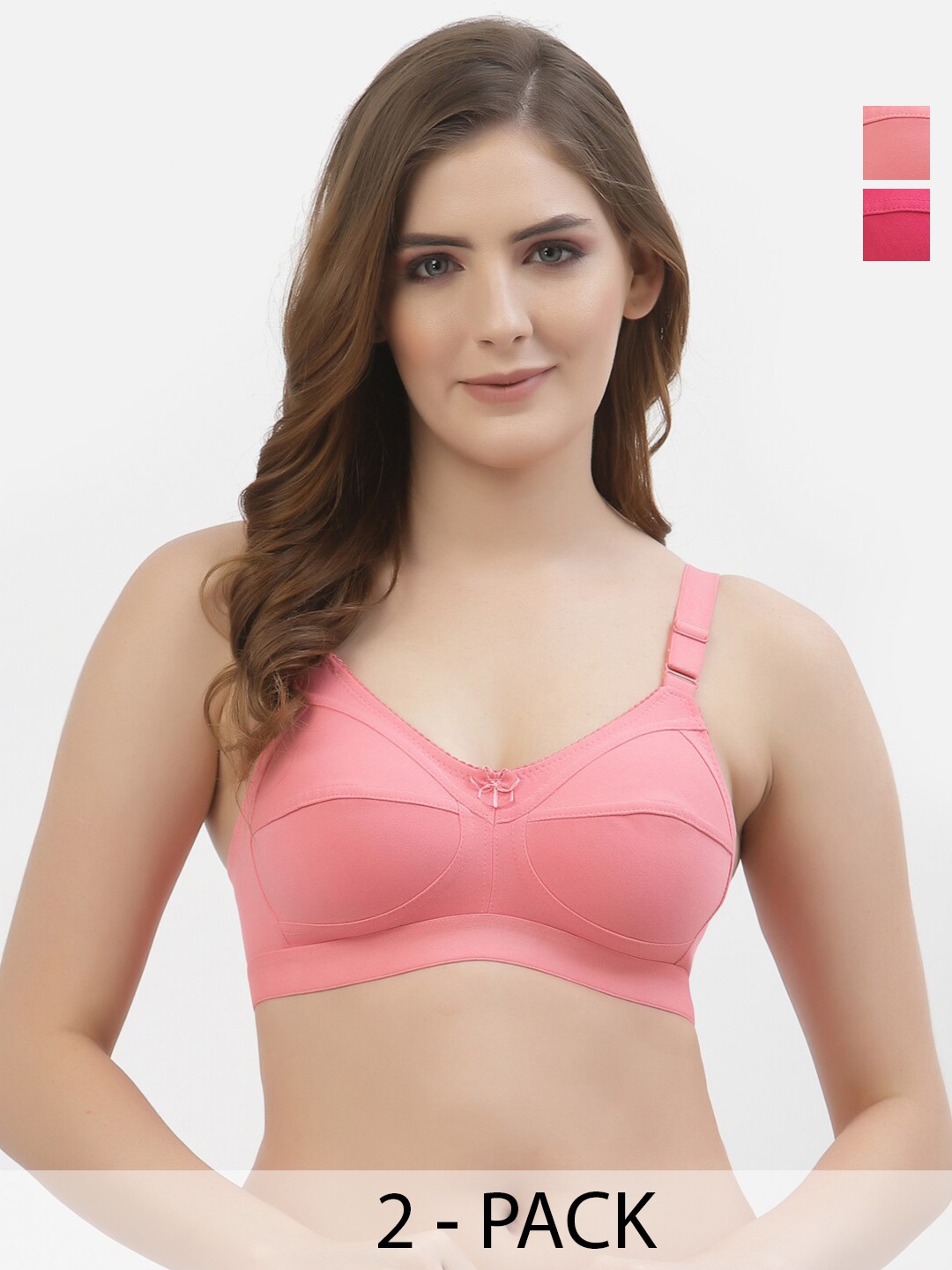 

Floret Pack of 2 Full Coverage Non Padded Everyday Bras With All Day Comfort, Rose