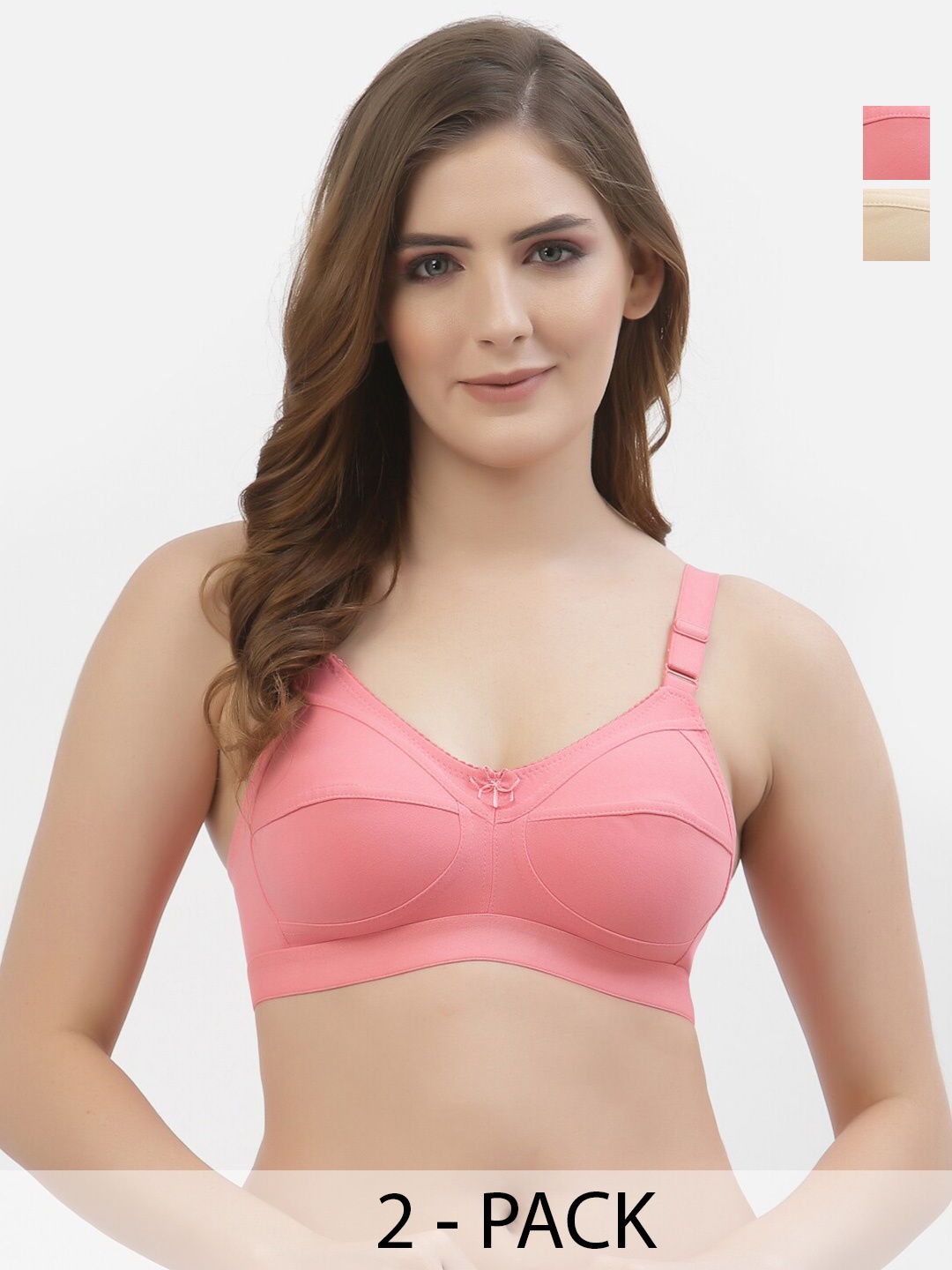 

Floret Pack Of 2 Full Coverage Cotton Bra, Rose