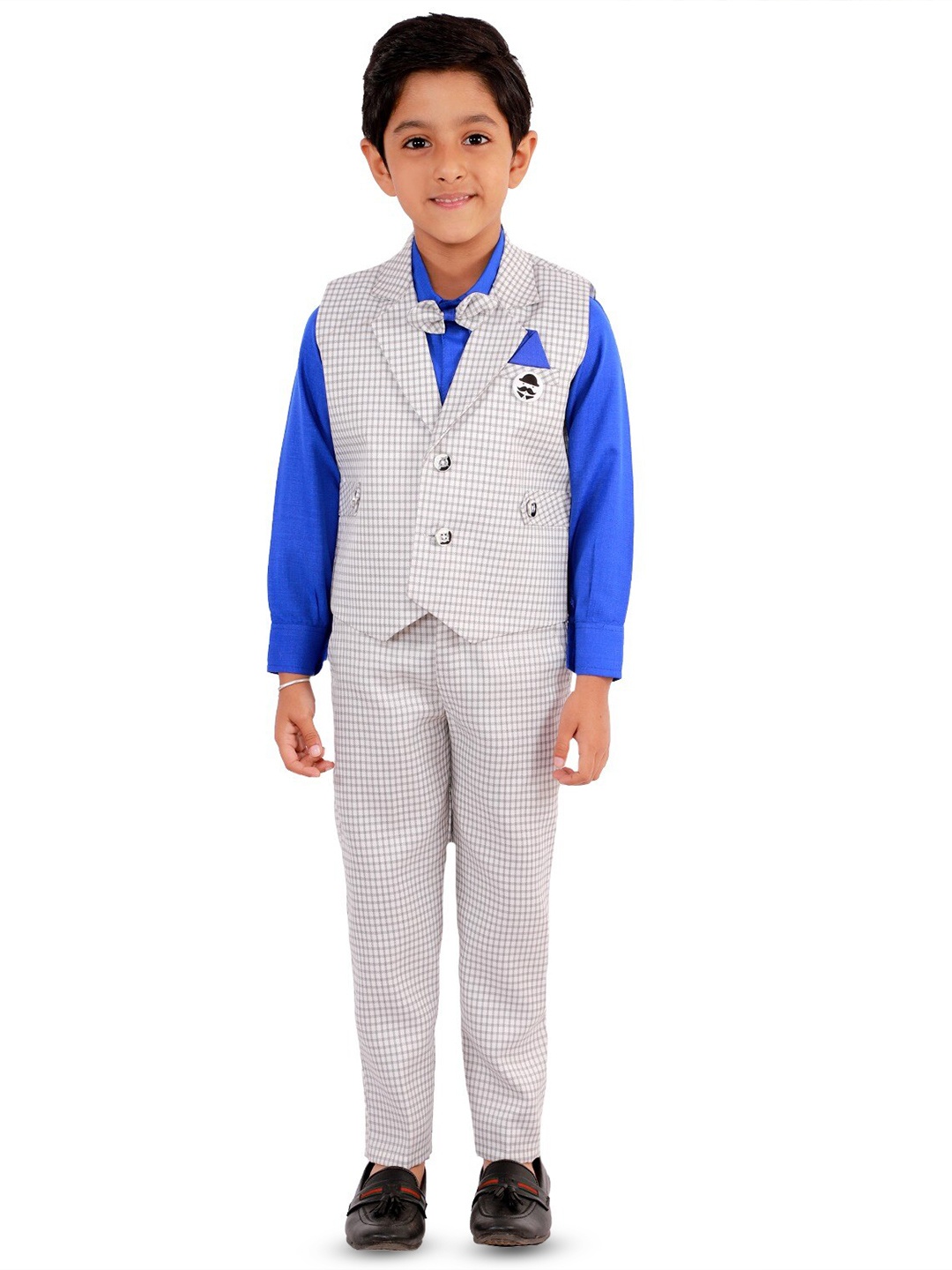 

BAESD Boys Checked Four-Piece Suit, Blue