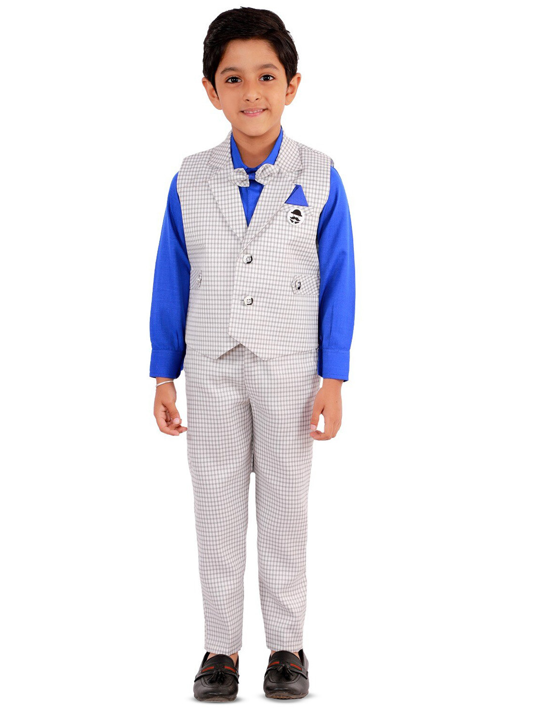 

BAESD Boys Checked Four-Piece Suit, Blue
