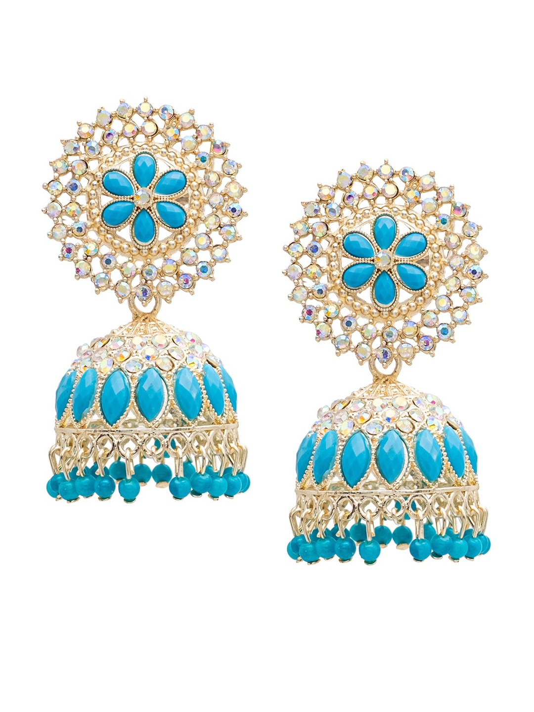 

Shining Jewel - By Shivansh Gold-Plated Contemporary Jhumkas Earrings